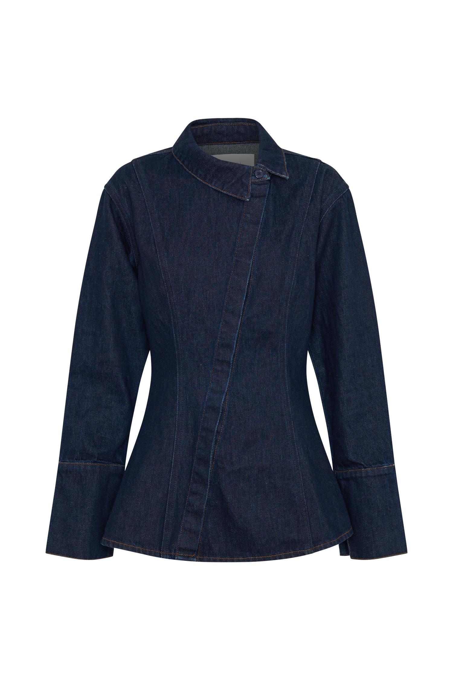 Jericho Asymmetrical Denim Shirt - Indigo Blue Product Image