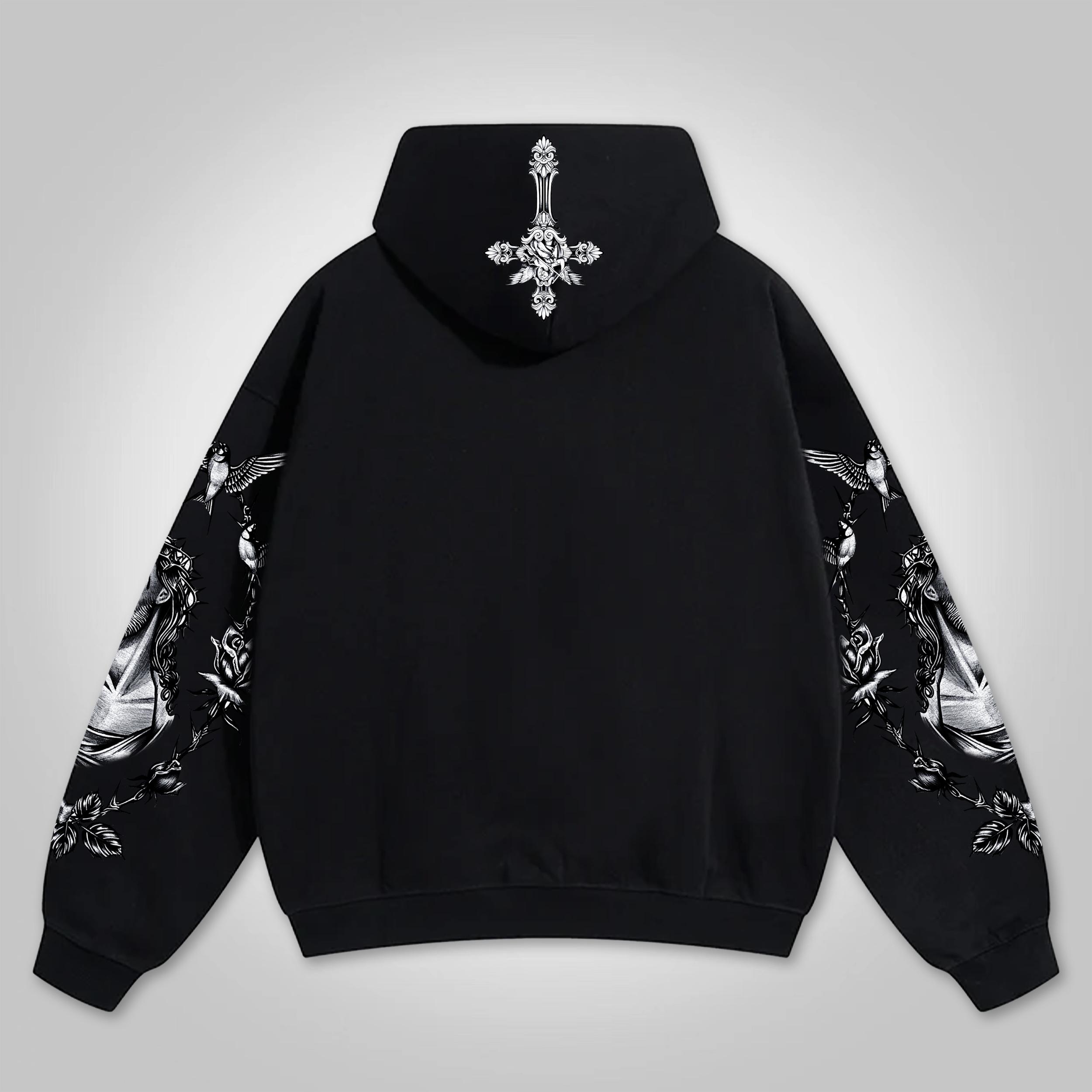 Sopula Jesus Vintage Graphic Loose Velvet Pocket Zip-up Hoodie Product Image