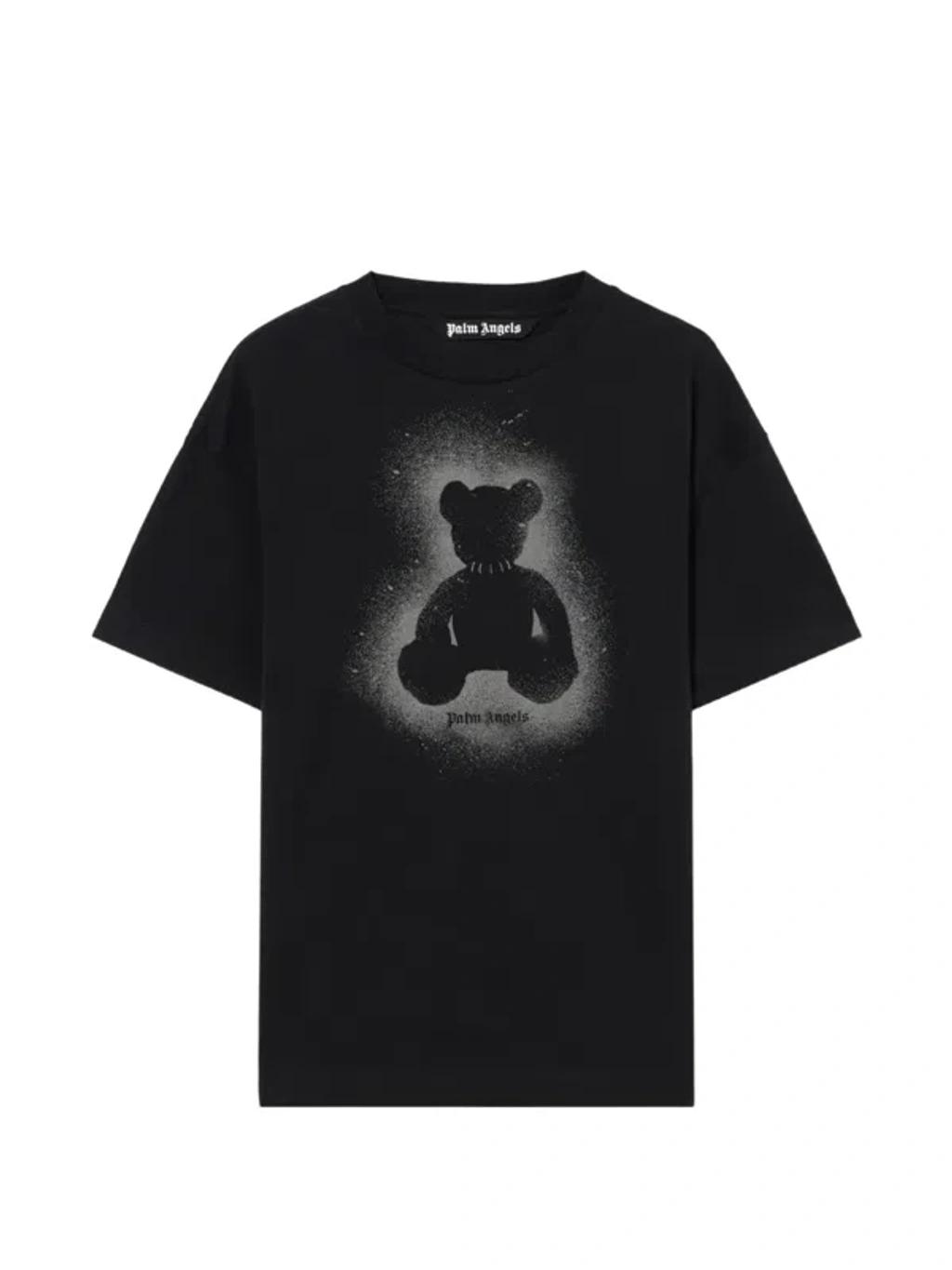 PALM ANGELS Spray Bear Graphic T-shirt In Black Product Image