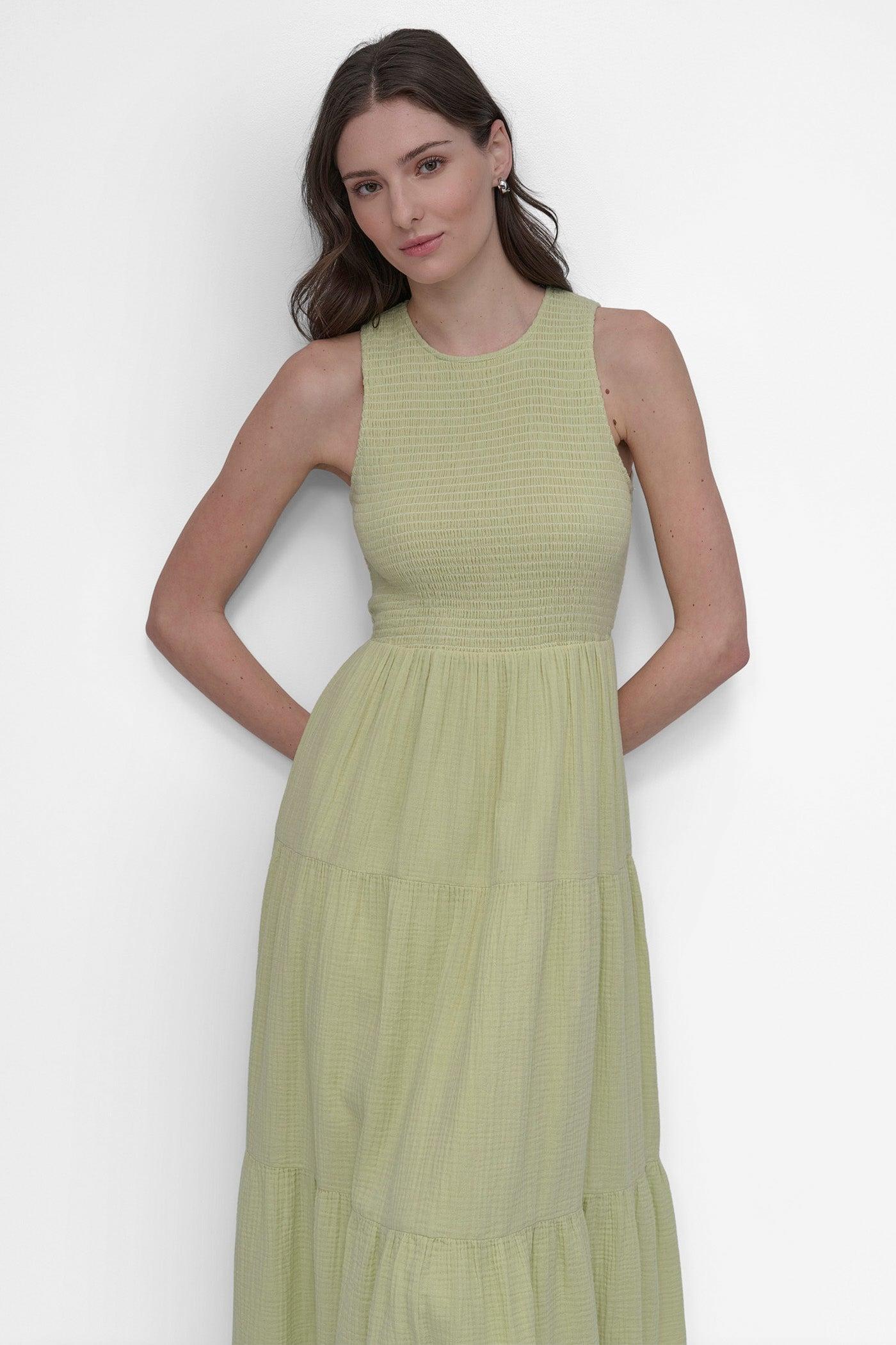 GAUZE TIERED SMOCKED DRESS Product Image