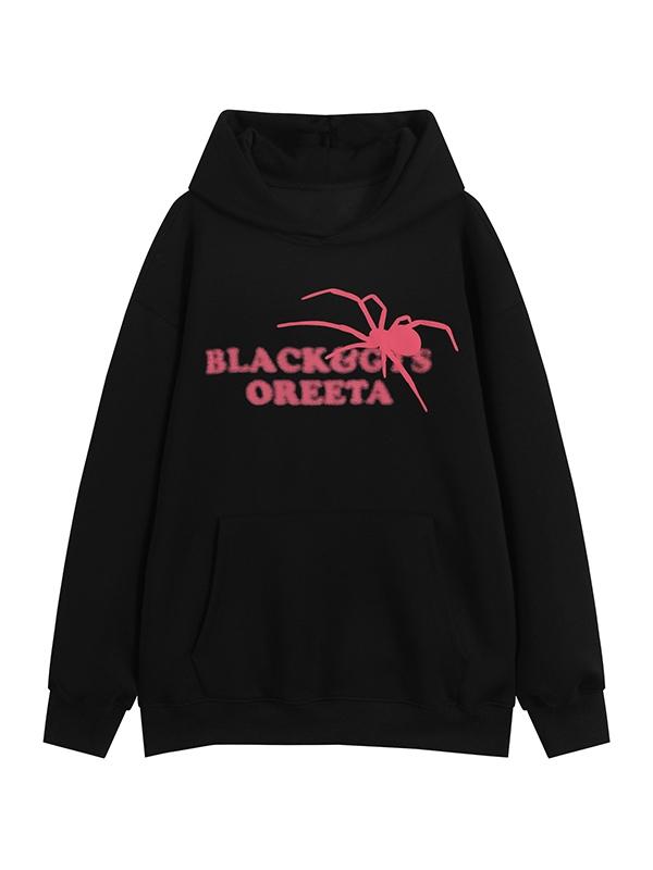 Men's Contrast Color Spider Print Oversized Hoodie Product Image
