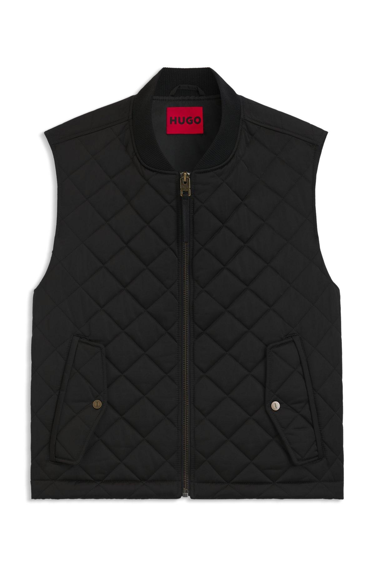Water-repellent gilet in quilted satin with logo plaque Product Image