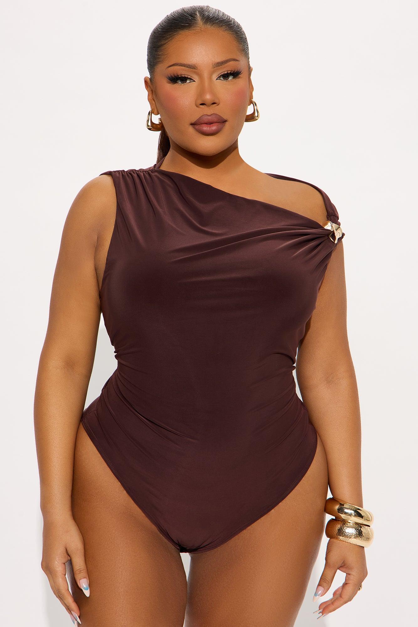 Moments Notice Off Shoulder Bodysuit - Brown Female Product Image
