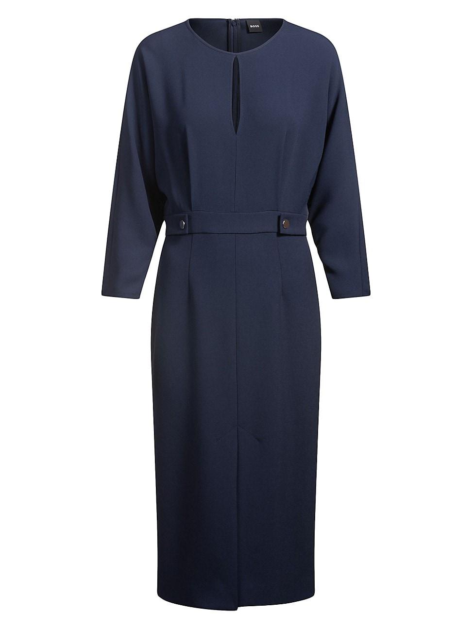 Womens Mixed-Material Dress with Button-Tab Waist Product Image