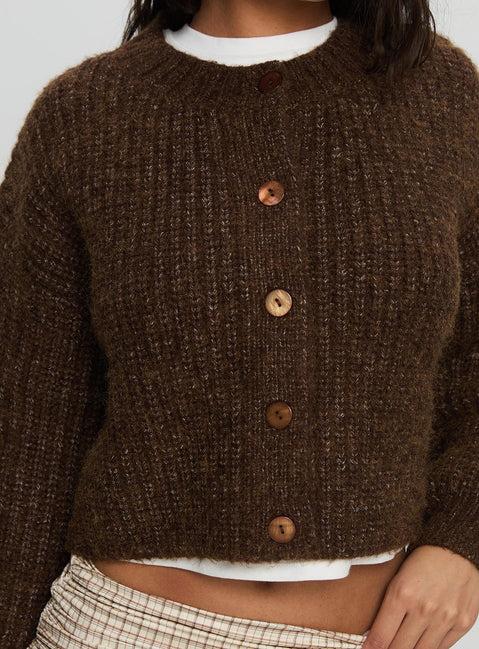 Hadly Knit Cardigan Brown Product Image