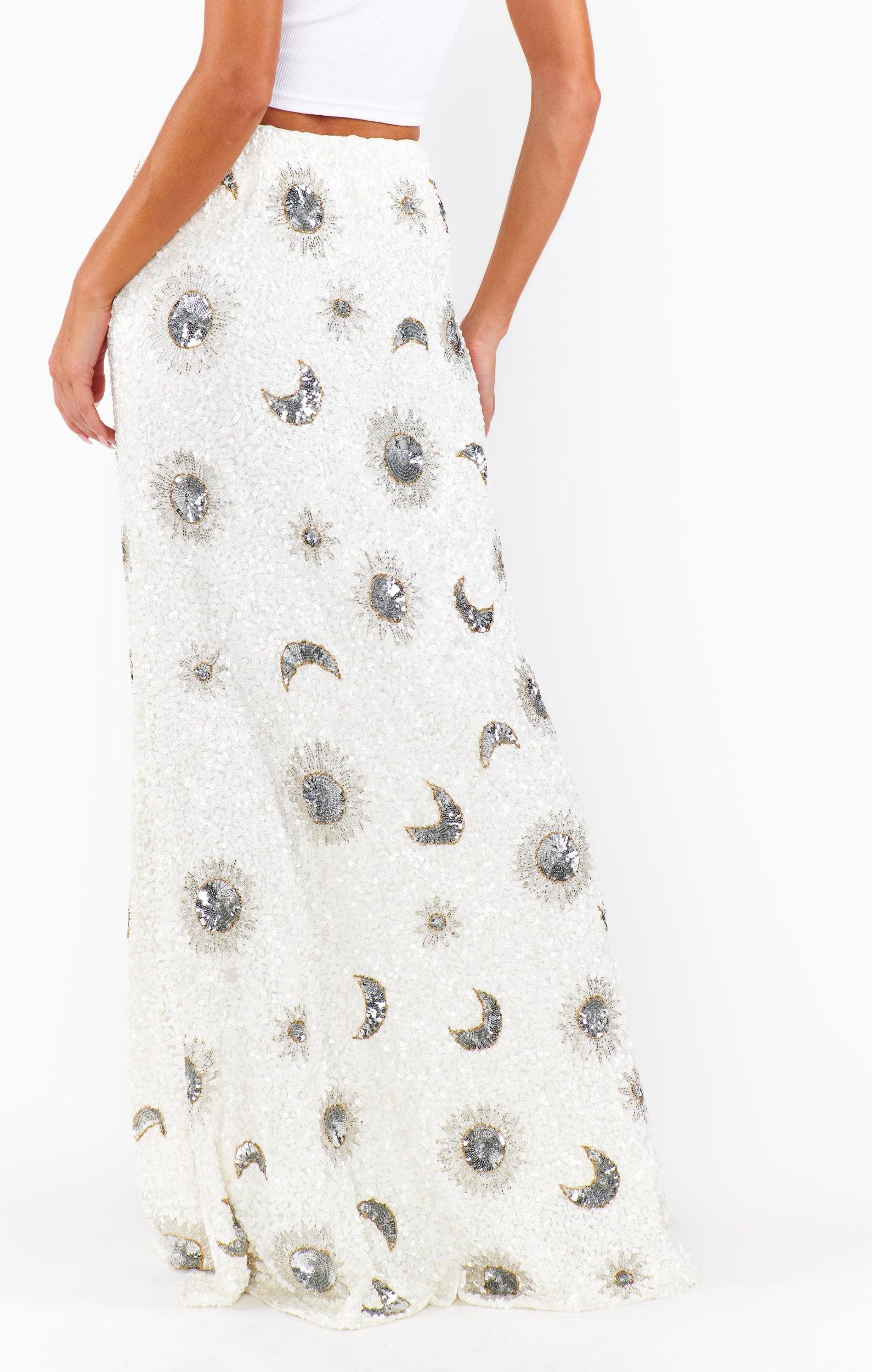 RSVP Skirt ~ White Celestial Sequins Product Image