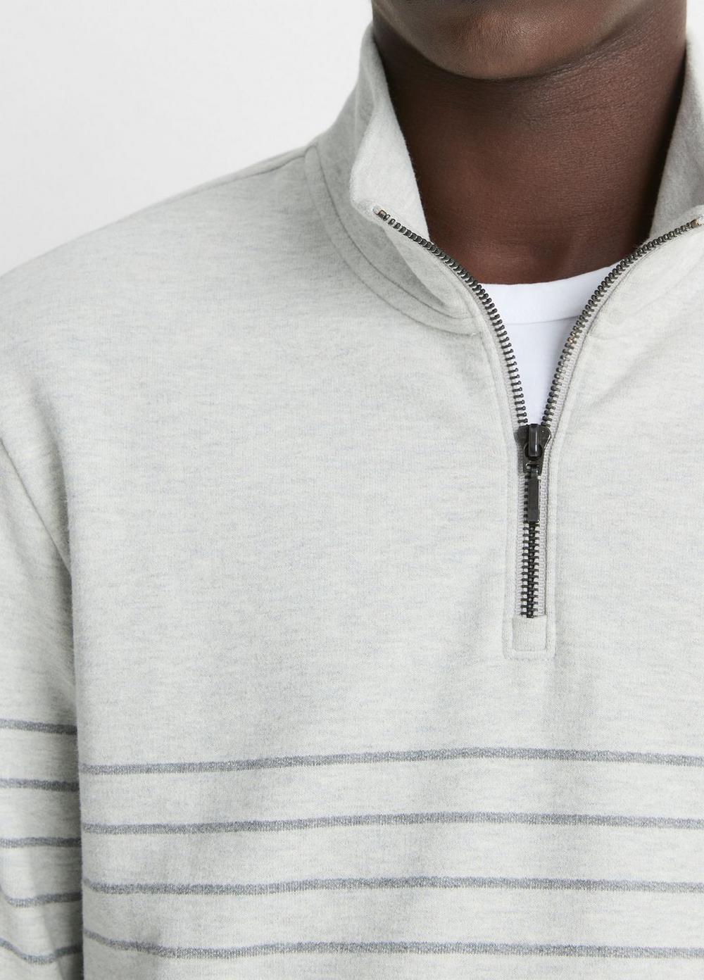Striped Sueded Cotton Quarter-Zip Pullover Product Image