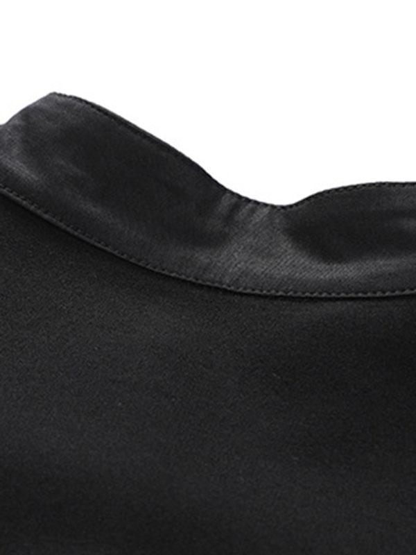 Original Creation Long Sleeves Loose Falbala Split-Joint Stand Collar T-Shirts Tops Product Image