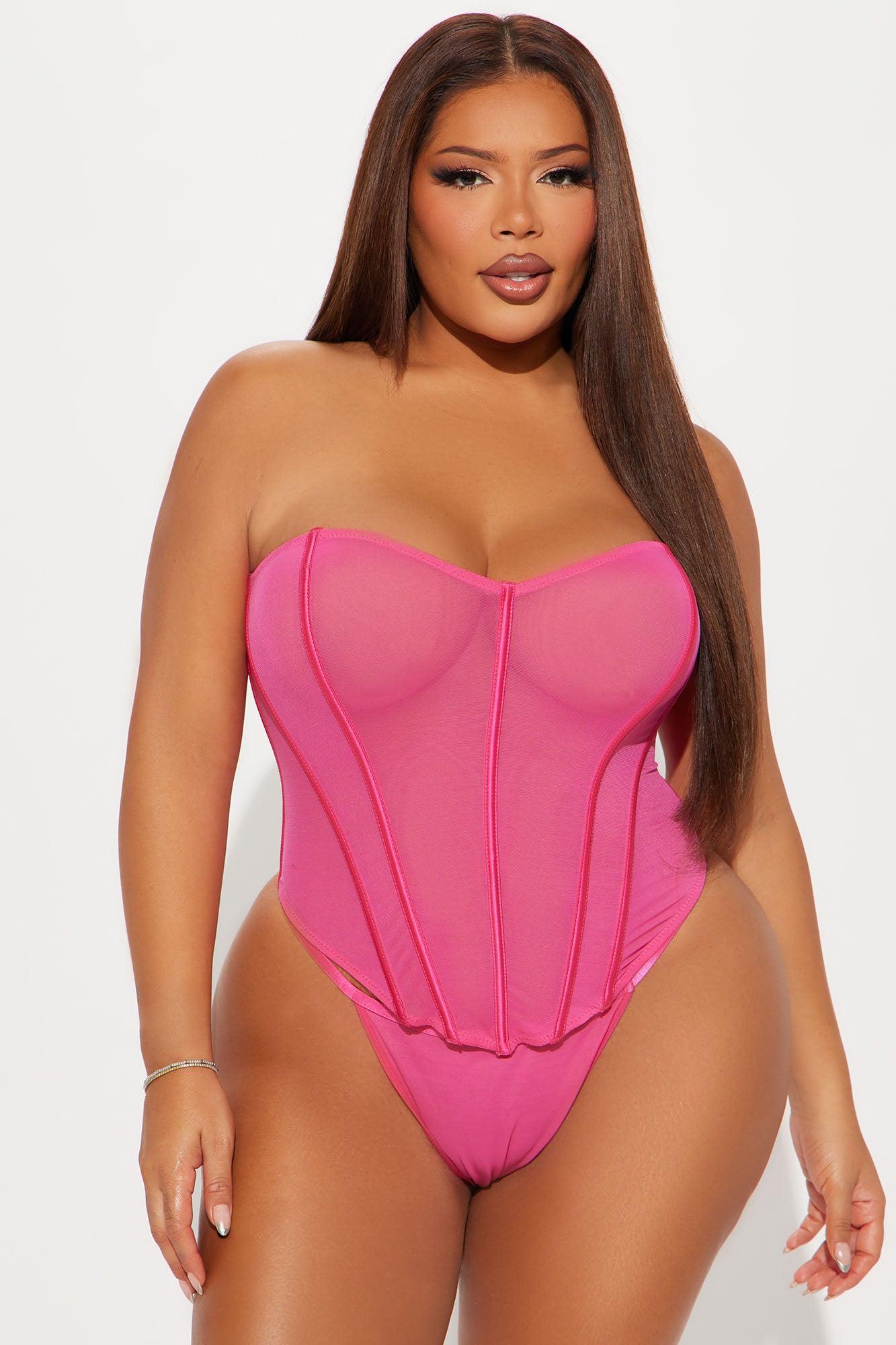 Lust In The Air Bustier And Panty Set - Hot Pink Female Product Image