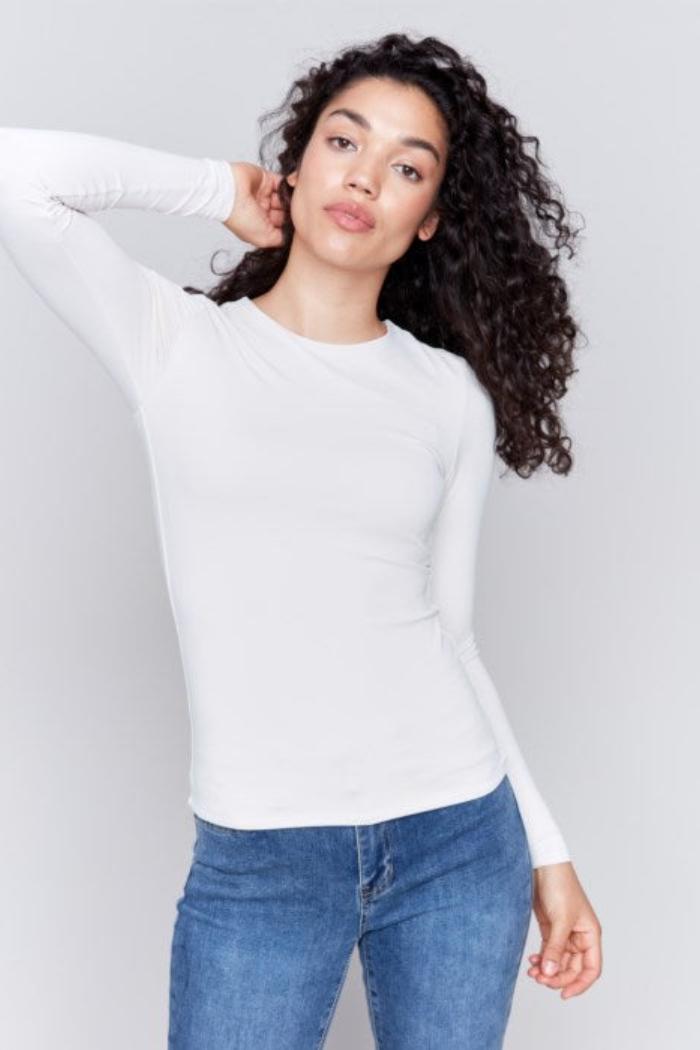 L/S Crew neck tee double cloth top Product Image