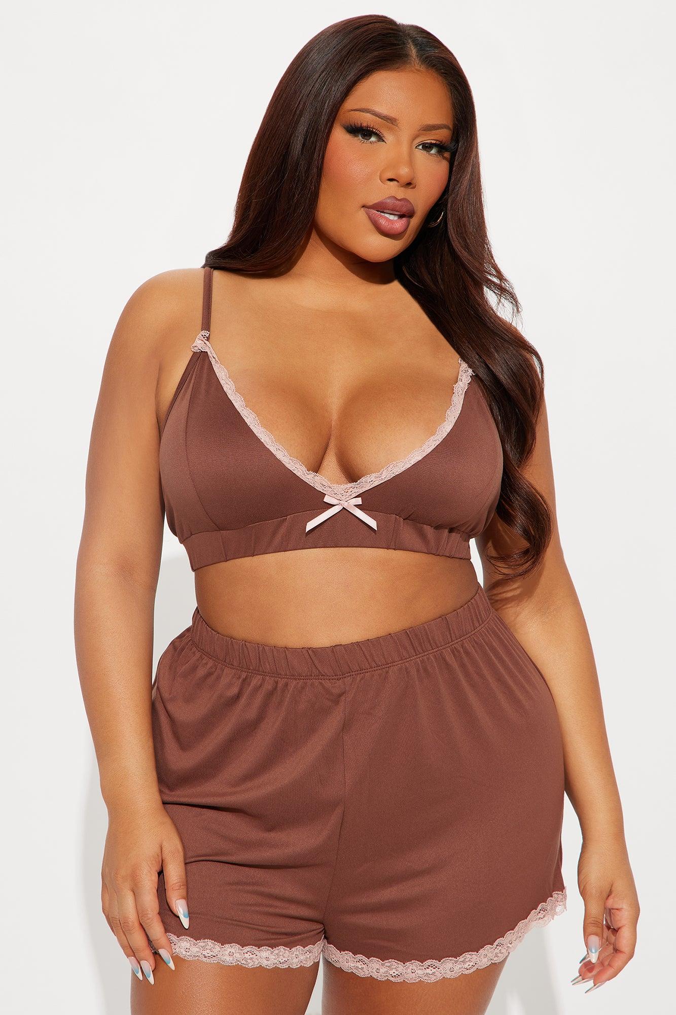 In Bed All Day PJ Robe Set - Chocolate Female Product Image