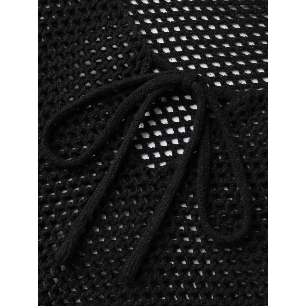 Plus Size Two-Piece Cut-Out Swim Cover-Up Women's Swimwear Black Beach Loose Tie knot Curve Swim Cover Ups BloomChic 12/L Product Image