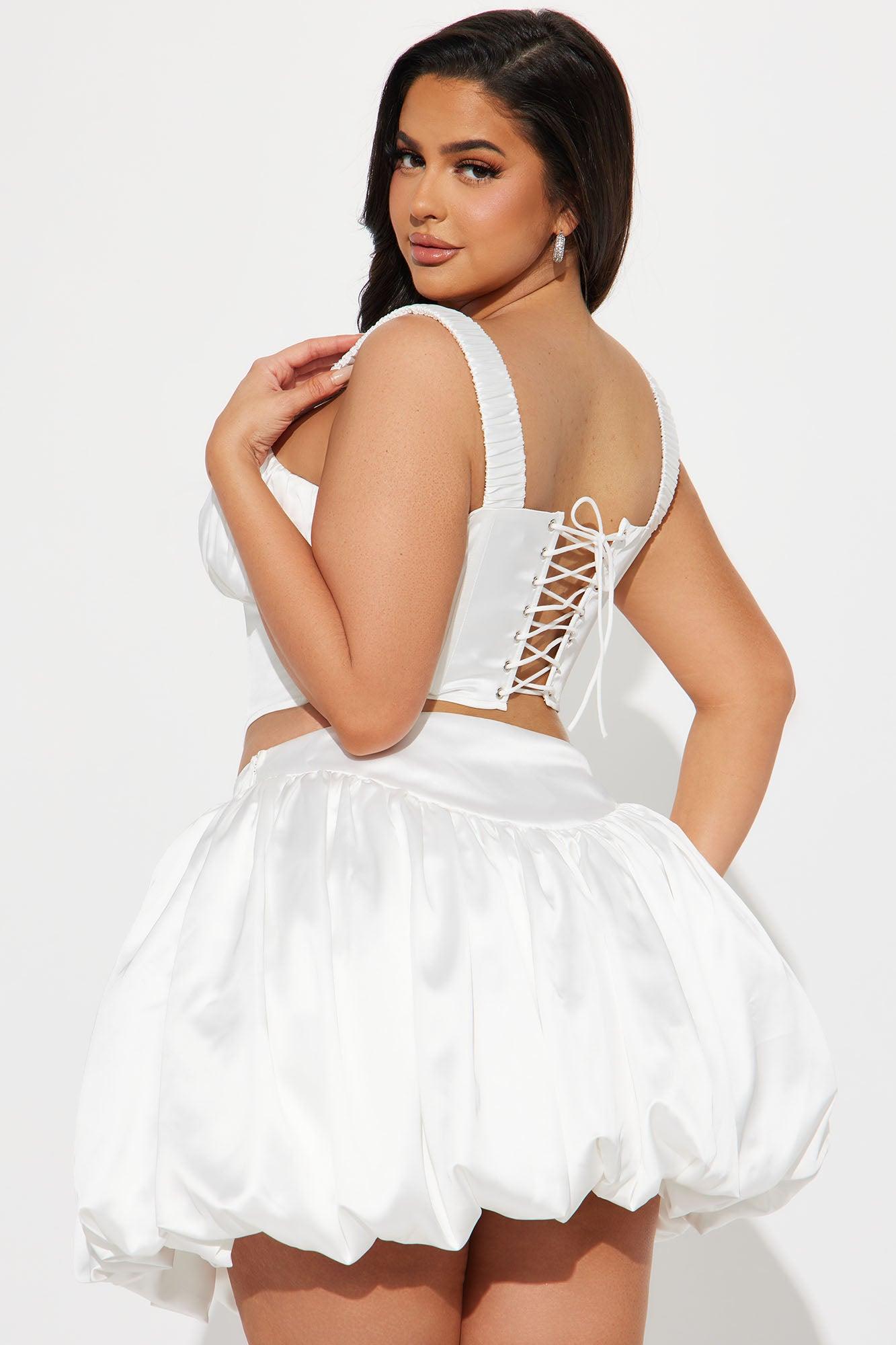 Ariel Bubble Hem Skirt Set - White Product Image