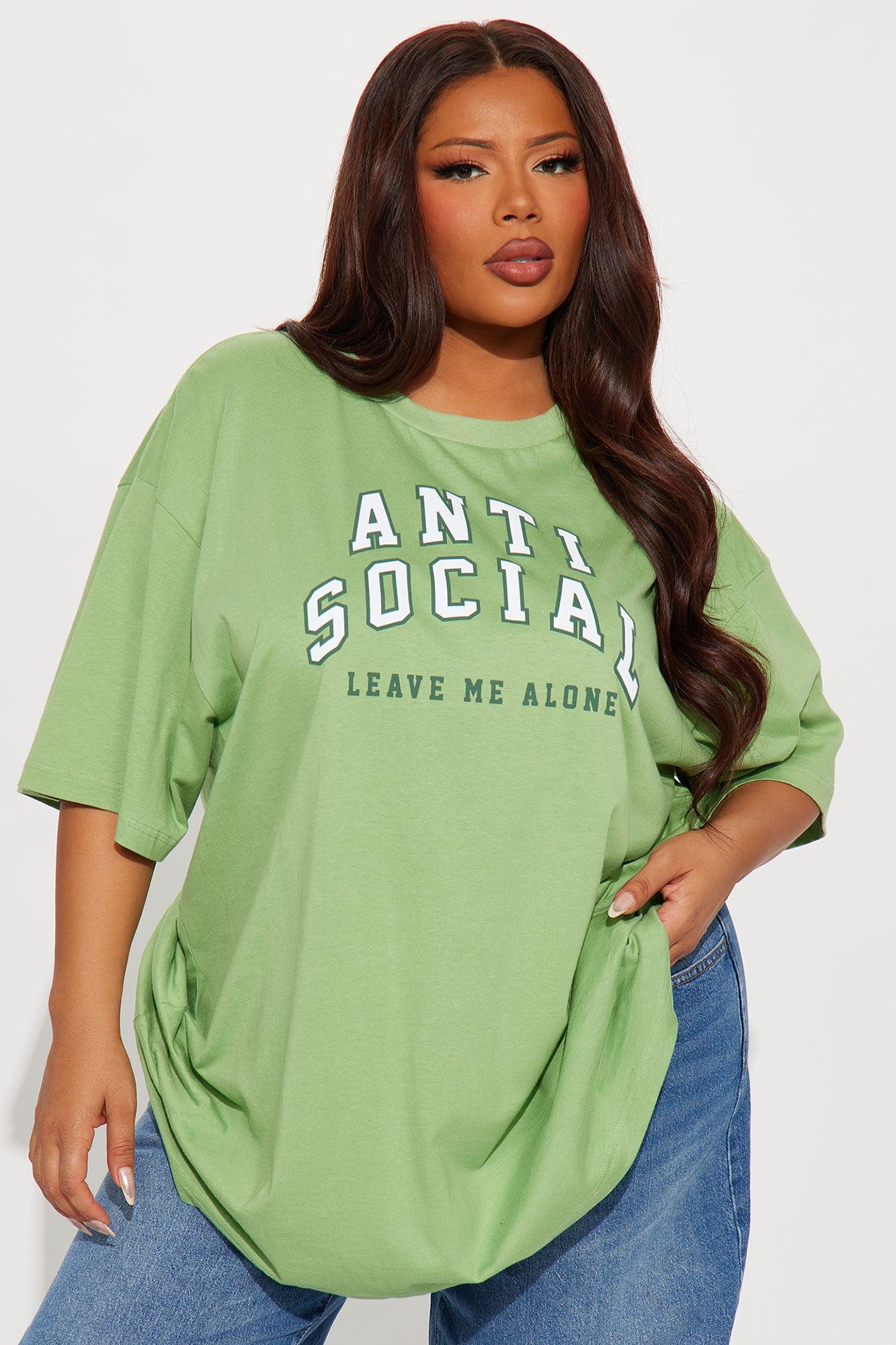 Anti-Social Oversized Tee - Sage Product Image