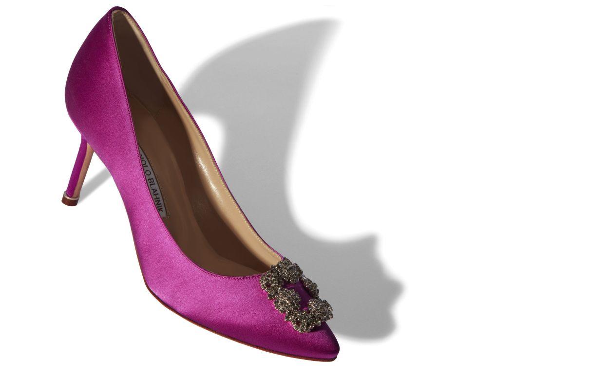 HANGISI 70 Dark Fuchsia Satin Jewel Buckle Pumps Product Image