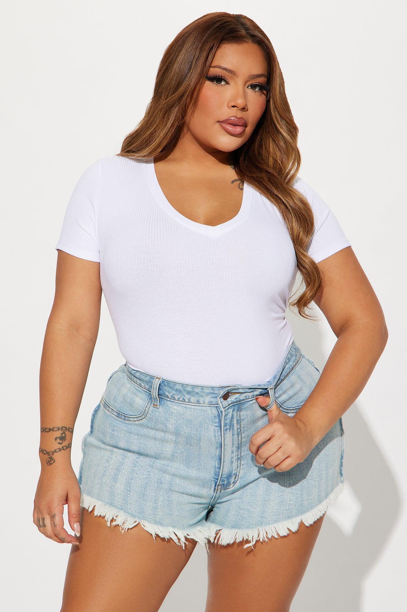 Natalie Ribbed Tee - White Product Image