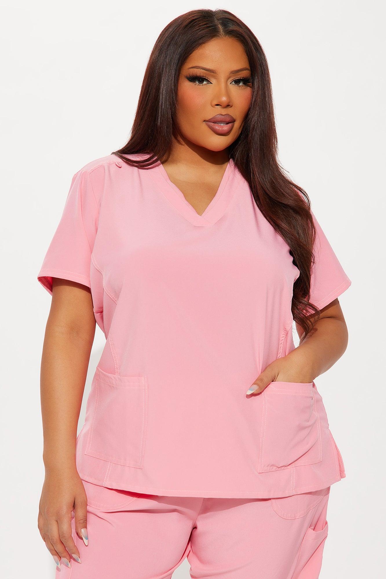 Checked In 4 Way Stretch Scrub Uniform Jogger Set - Peach Product Image