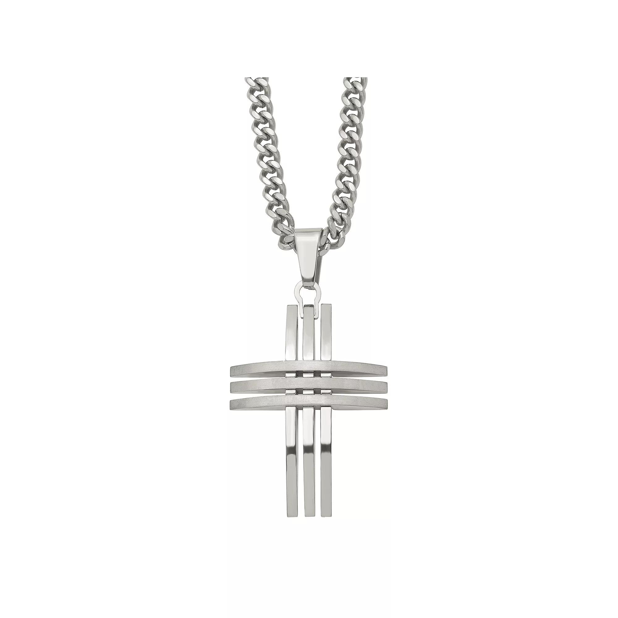 Men's Stainless Steel Cross Pendant Necklace Product Image