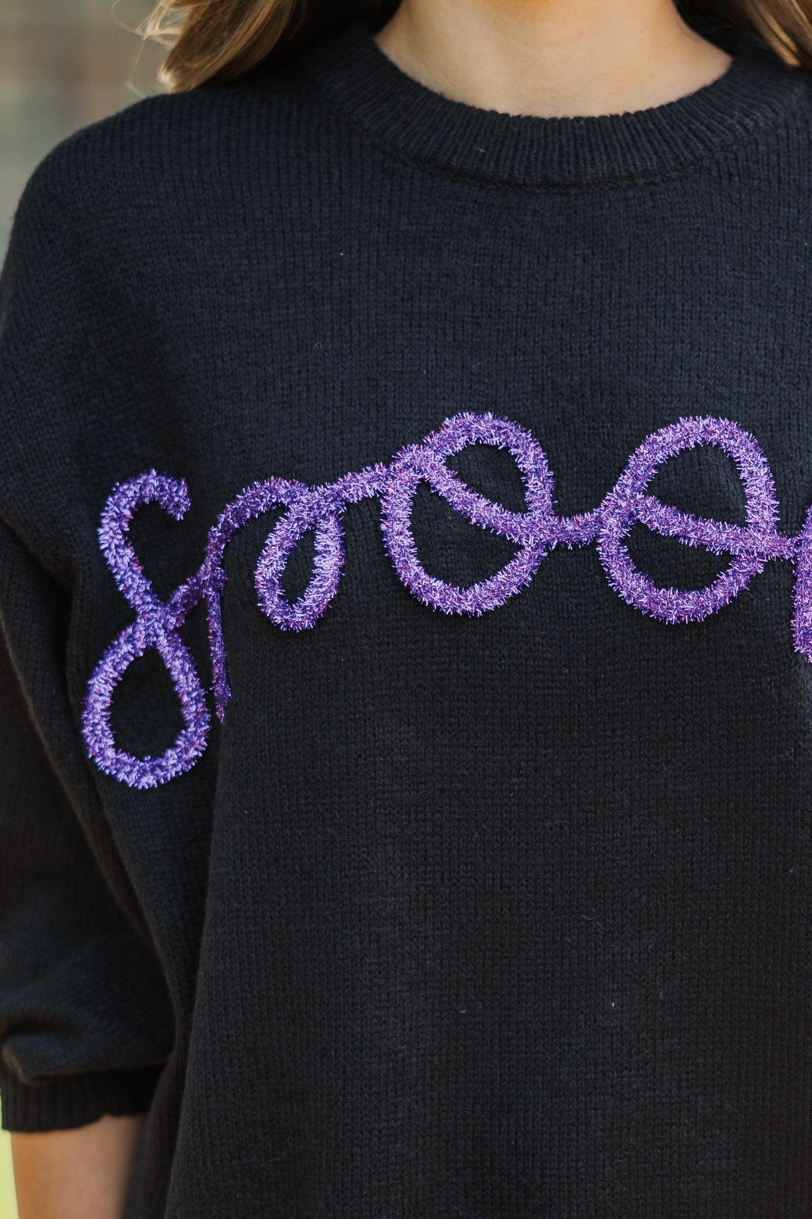Let's Get Spooky Black Script Sweater Female Product Image
