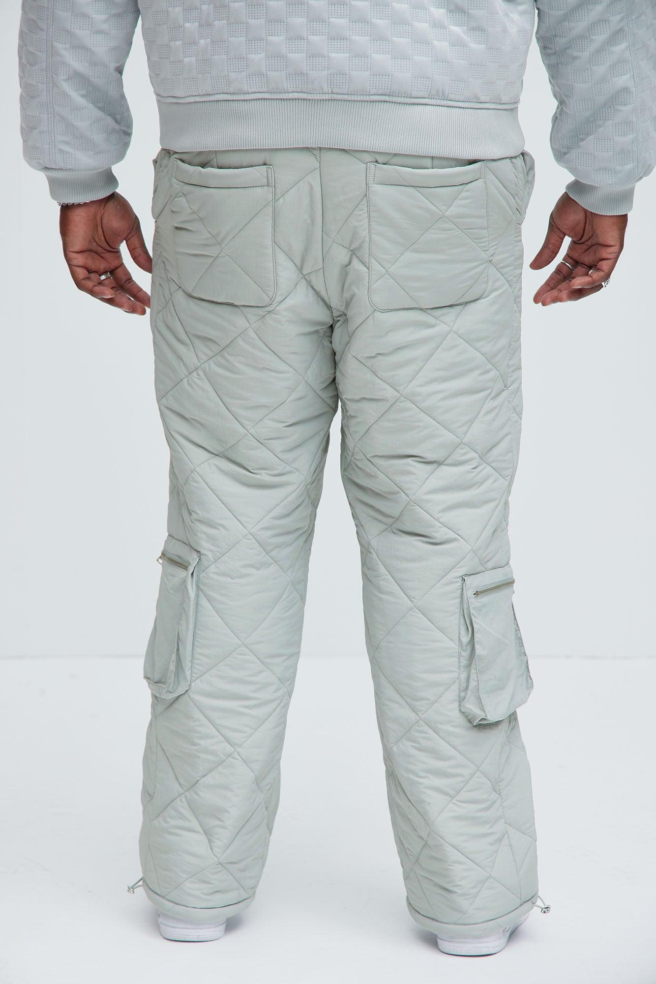 Dayton Straight Quilted Cargo Pants - Grey Product Image