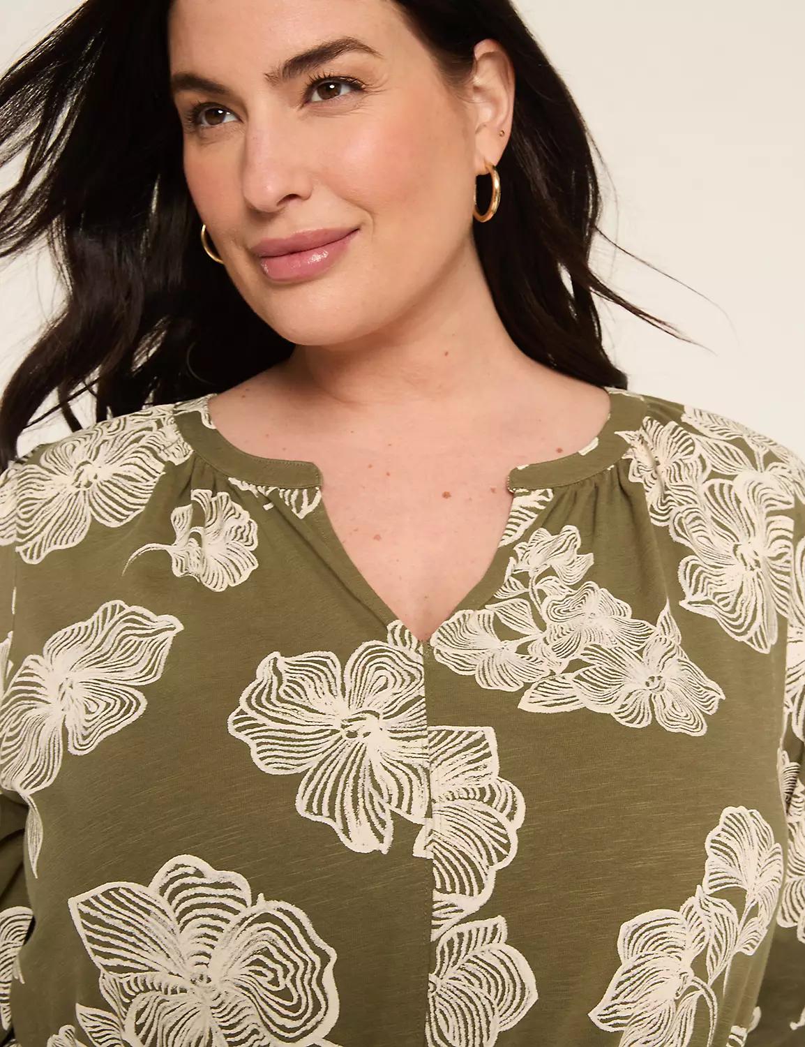 3/4-Sleeve Split-Neck Dress Product Image