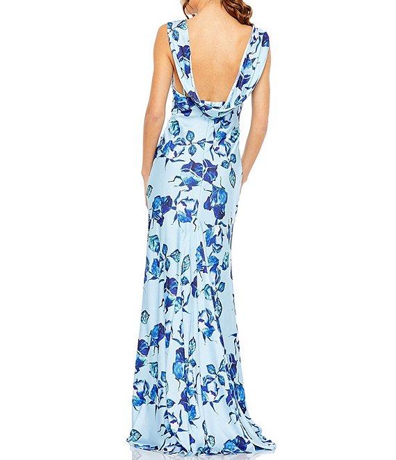 Mac Duggal Floral Print V-Neck Sleeveless Gown Product Image