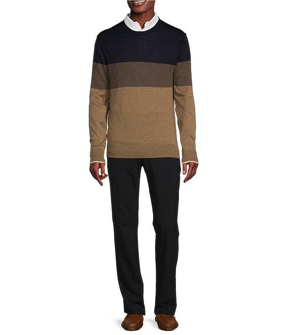 Daniel Cremieux Signature Label Long Sleeve Supima Cotton Color Block Knit Sweater Product Image