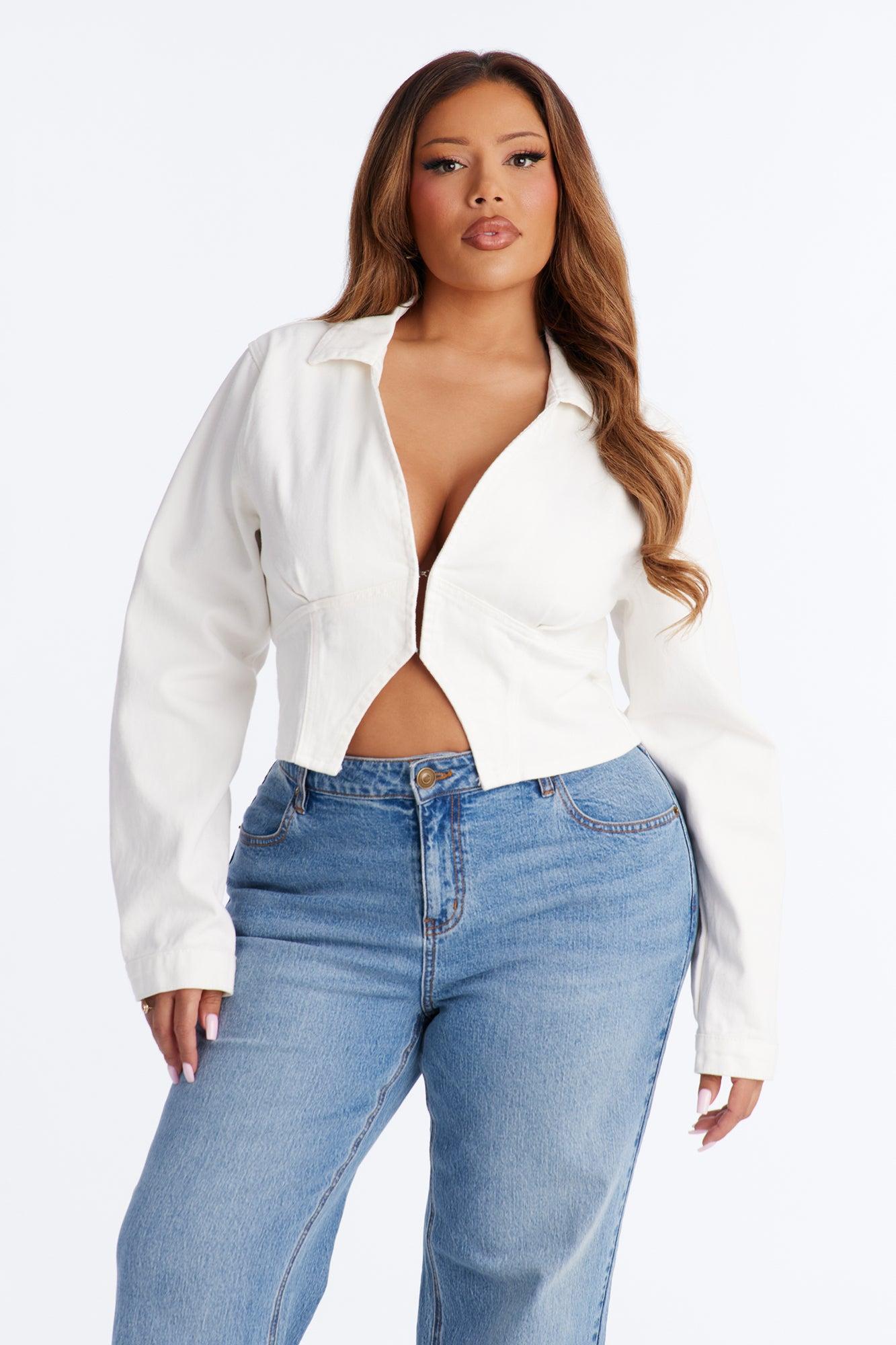 All Around Me Denim Top - White Female Product Image