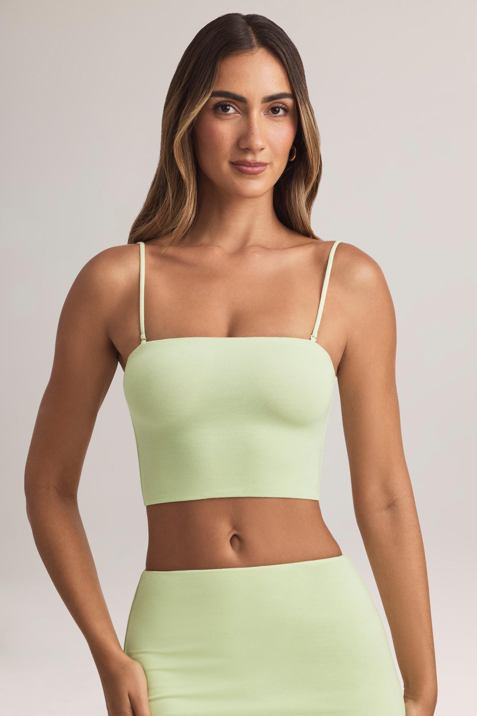 Modal Strapless Crop Top in Sage Green Product Image