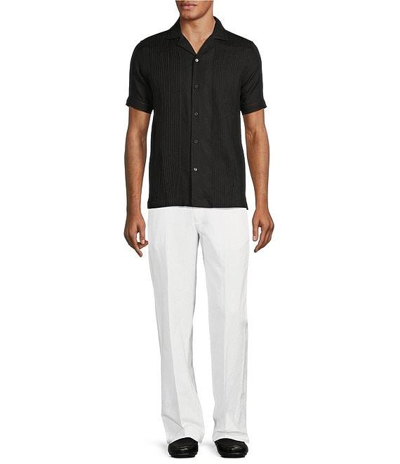 Murano Baird McNutt Linen Striped Short Sleeve Woven Camp Shirt Product Image