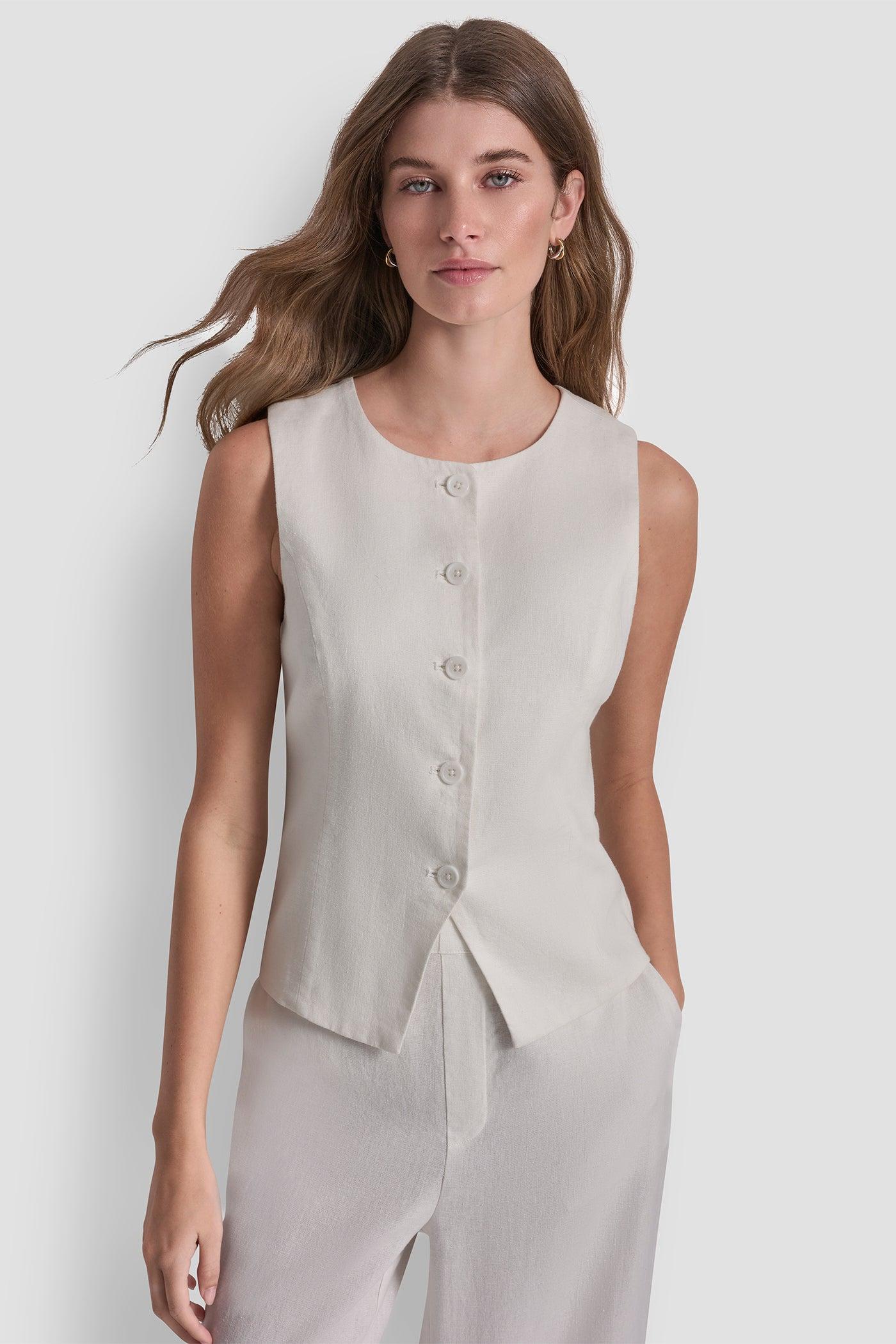 LINEN BUTTON-FRONT VEST Product Image