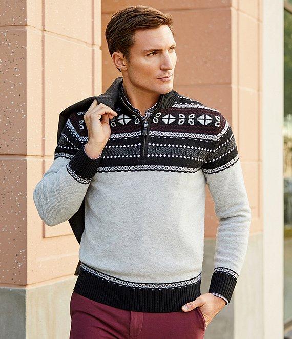 Cremieux Blue Label Chamonix Collection Fair Isle Quarter-Zip Wool Sweater Product Image