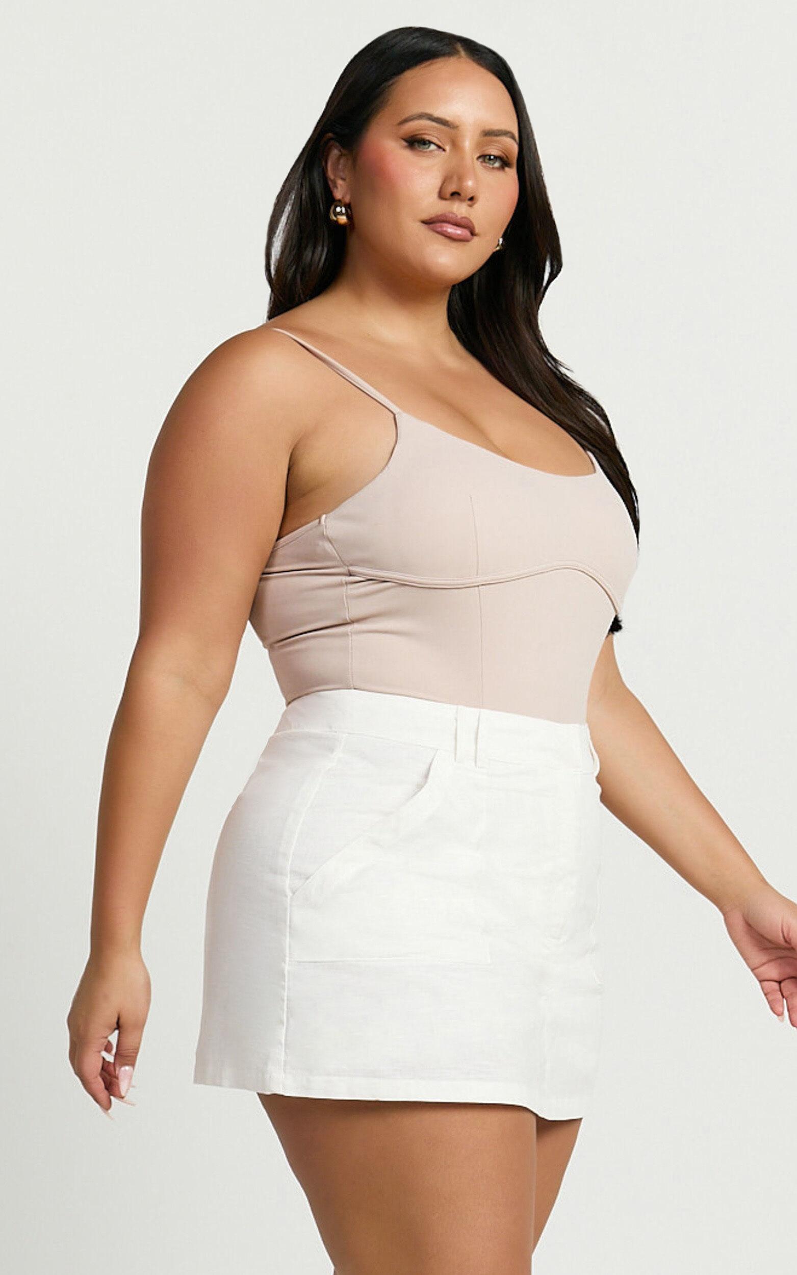 Dream Linen Blend Skort - High Waisted A Line Skort in Off White Product Image