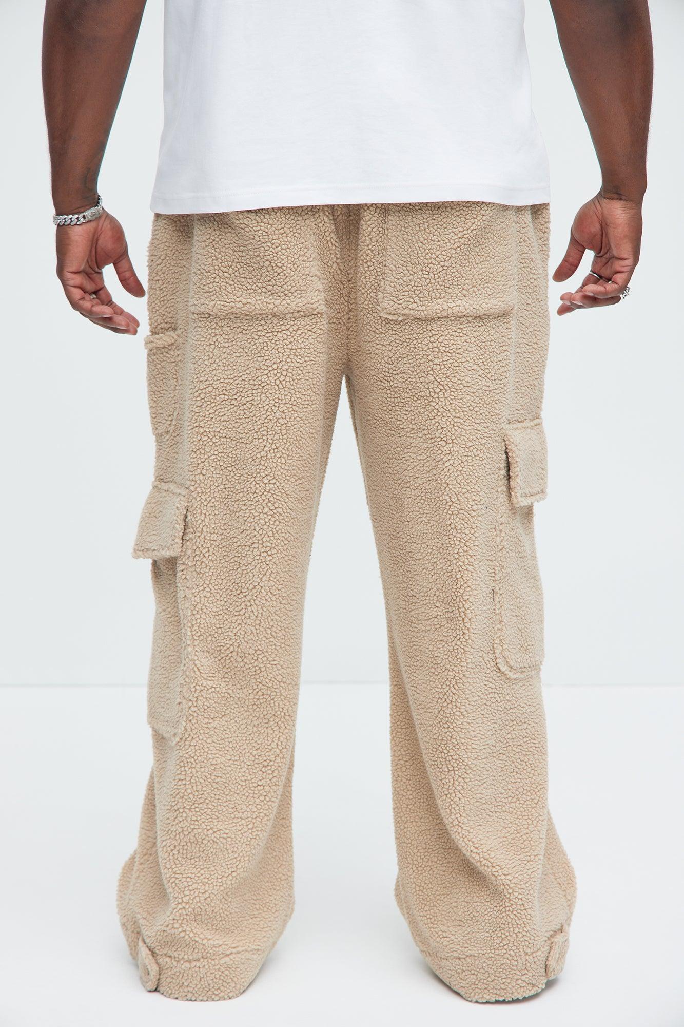 Axel Polar Fleece Baggy Cargo Pants - Tan Product Image