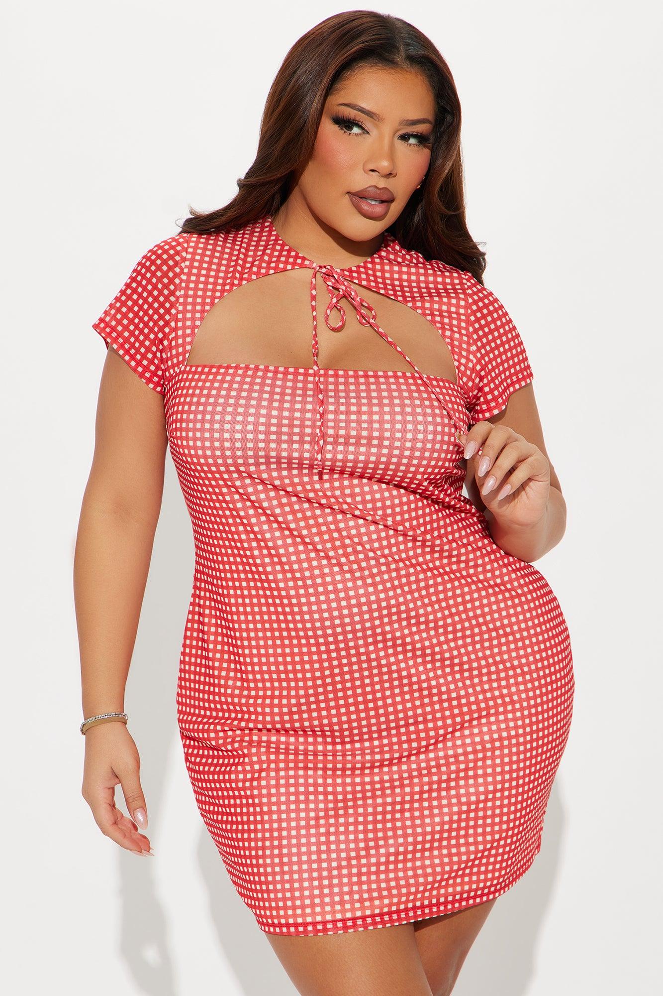 Anniston Gingham Mini Dress - Red Product Image