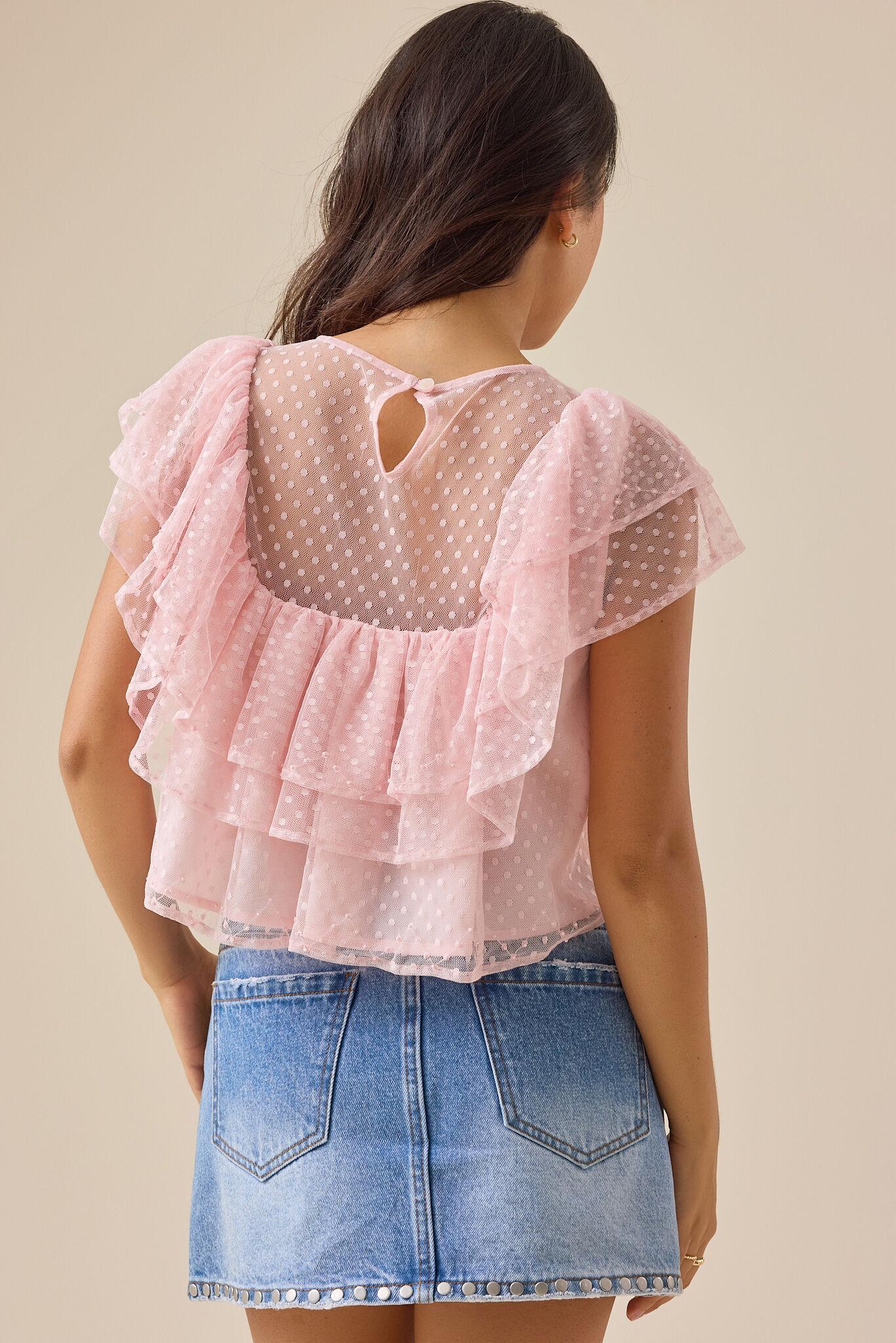 Brooklyn Dot Mesh Embroidered Top Product Image