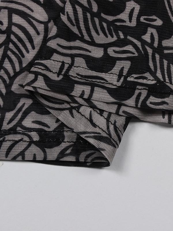 Long Sleeves Skinny Printed See-Through Split-Joint High Neck Evening Dresses Maxi Dresses Product Image