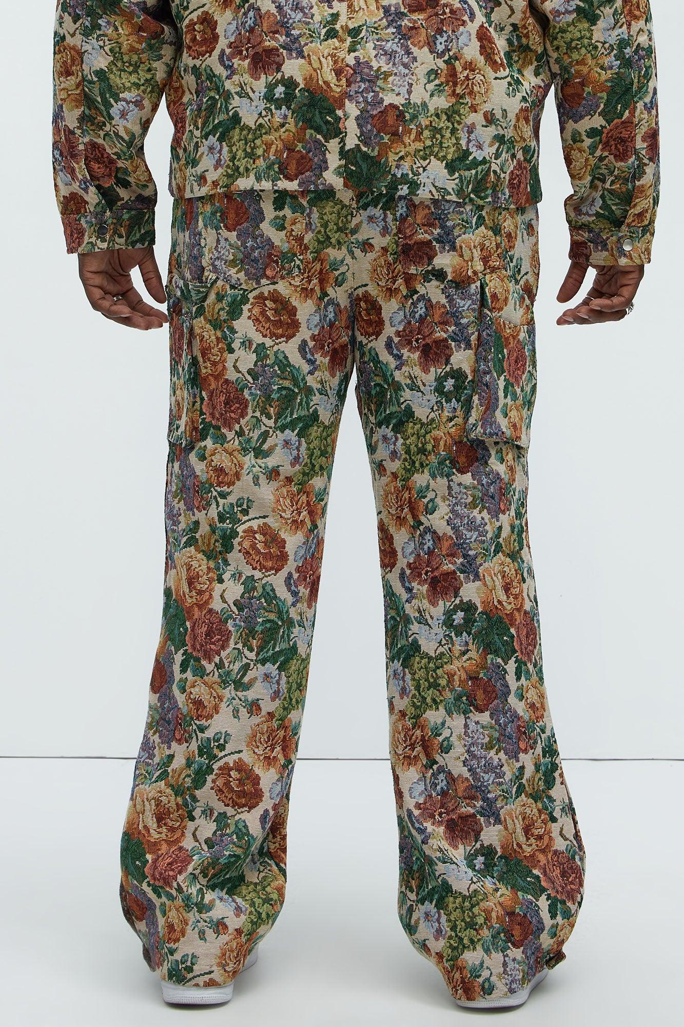 Bellevue Flared Tapestry Carpenter Pants - Green/combo Product Image