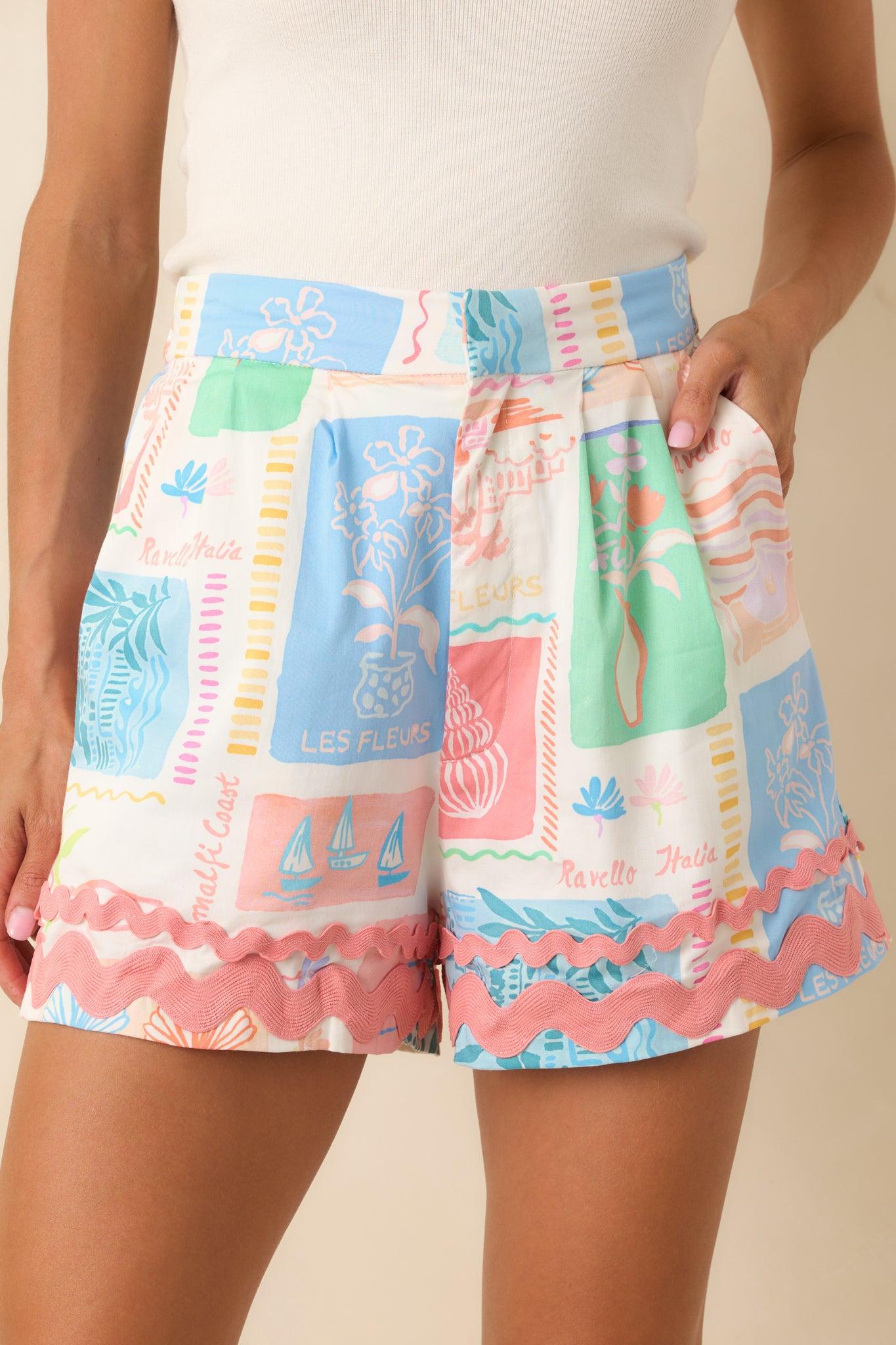 Prosperina Sienna Multi Print Cotton Tab Shorts Product Image