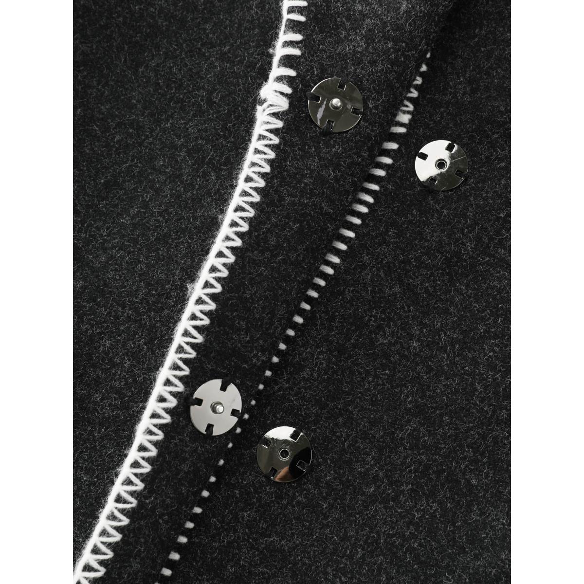 Plus Size Wide Lapel Color Contrast Cropped Jacket Women Black Texture Slanted pocket Casual Jackets BloomChic 18-20/2X Product Image