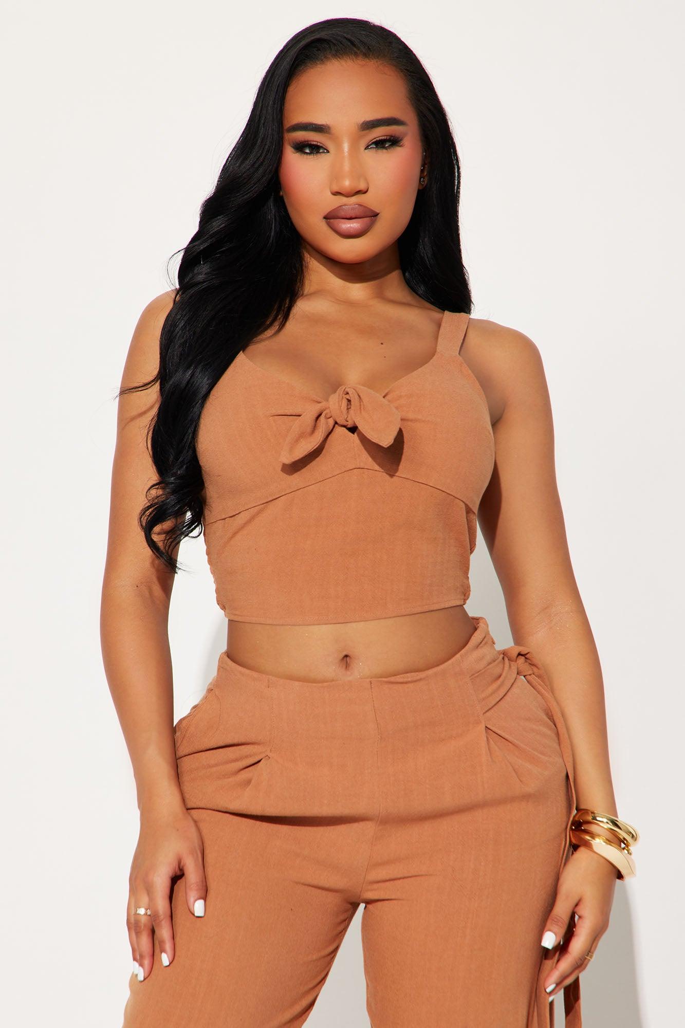 Layla Linen Pant Set - Brown Product Image