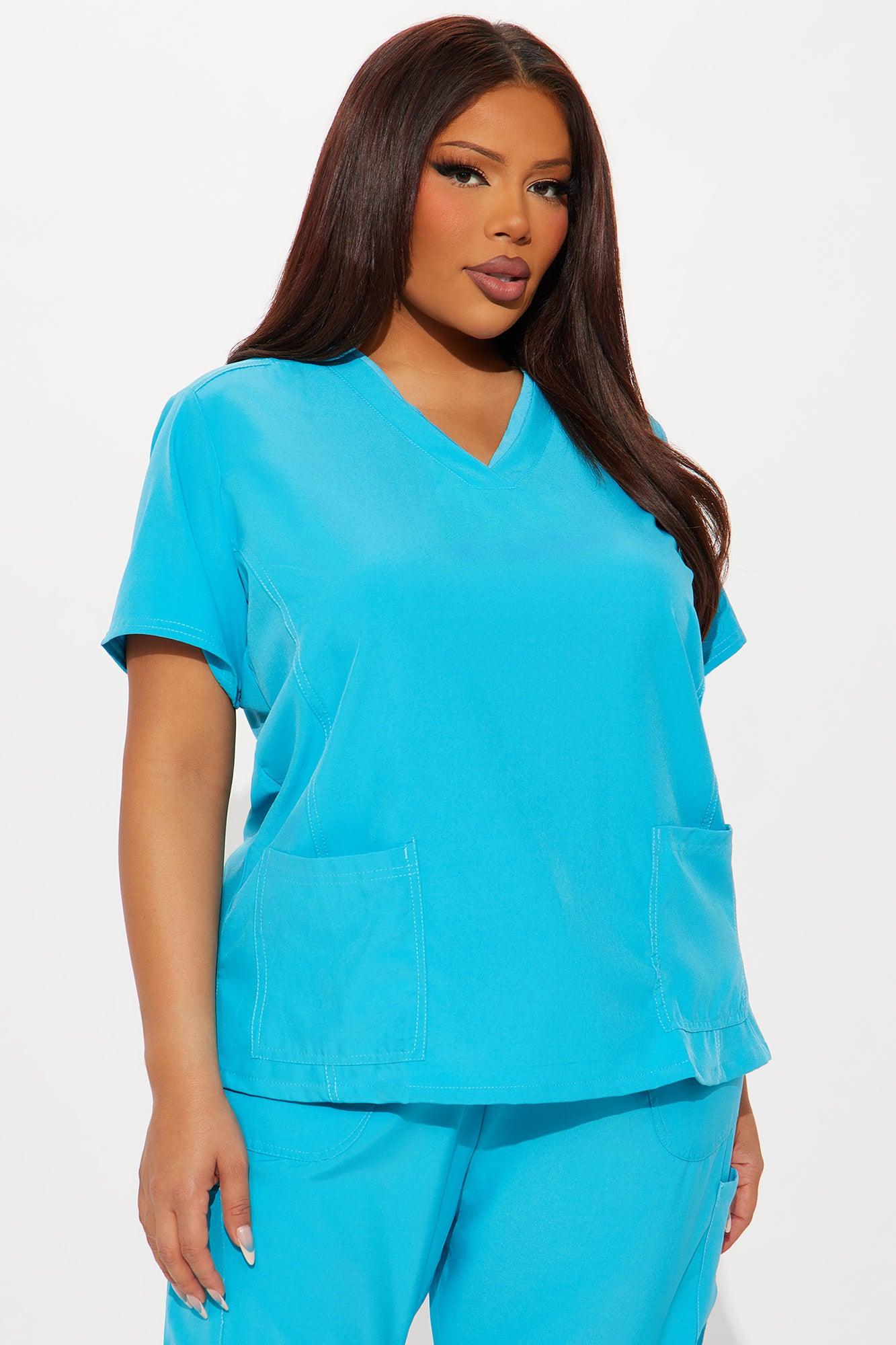 Checked In 4 Way Stretch Scrub Uniform Jogger Set - Turquoise Product Image