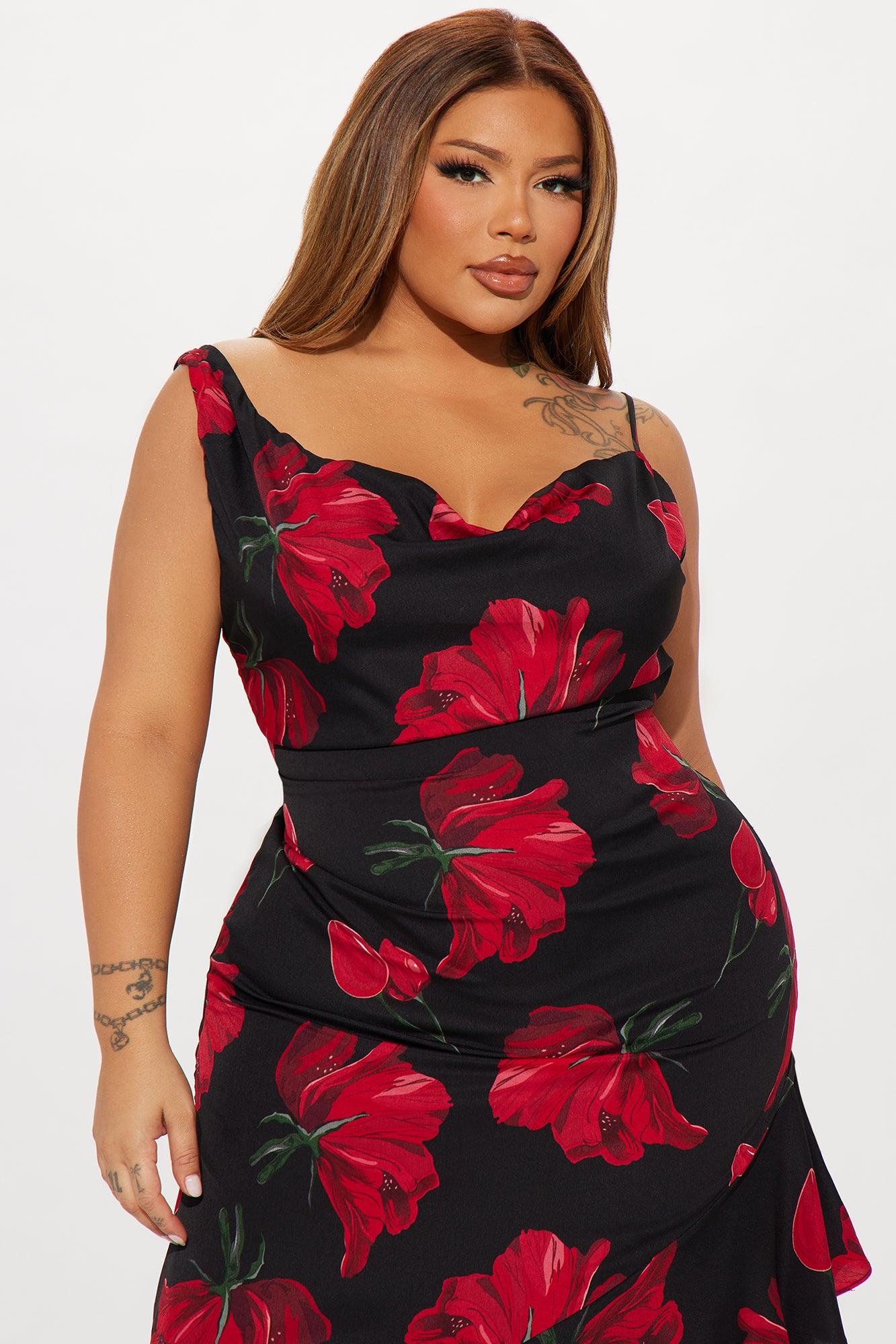 Positano Floral Chiffon Maxi Dress - Black/combo Product Image