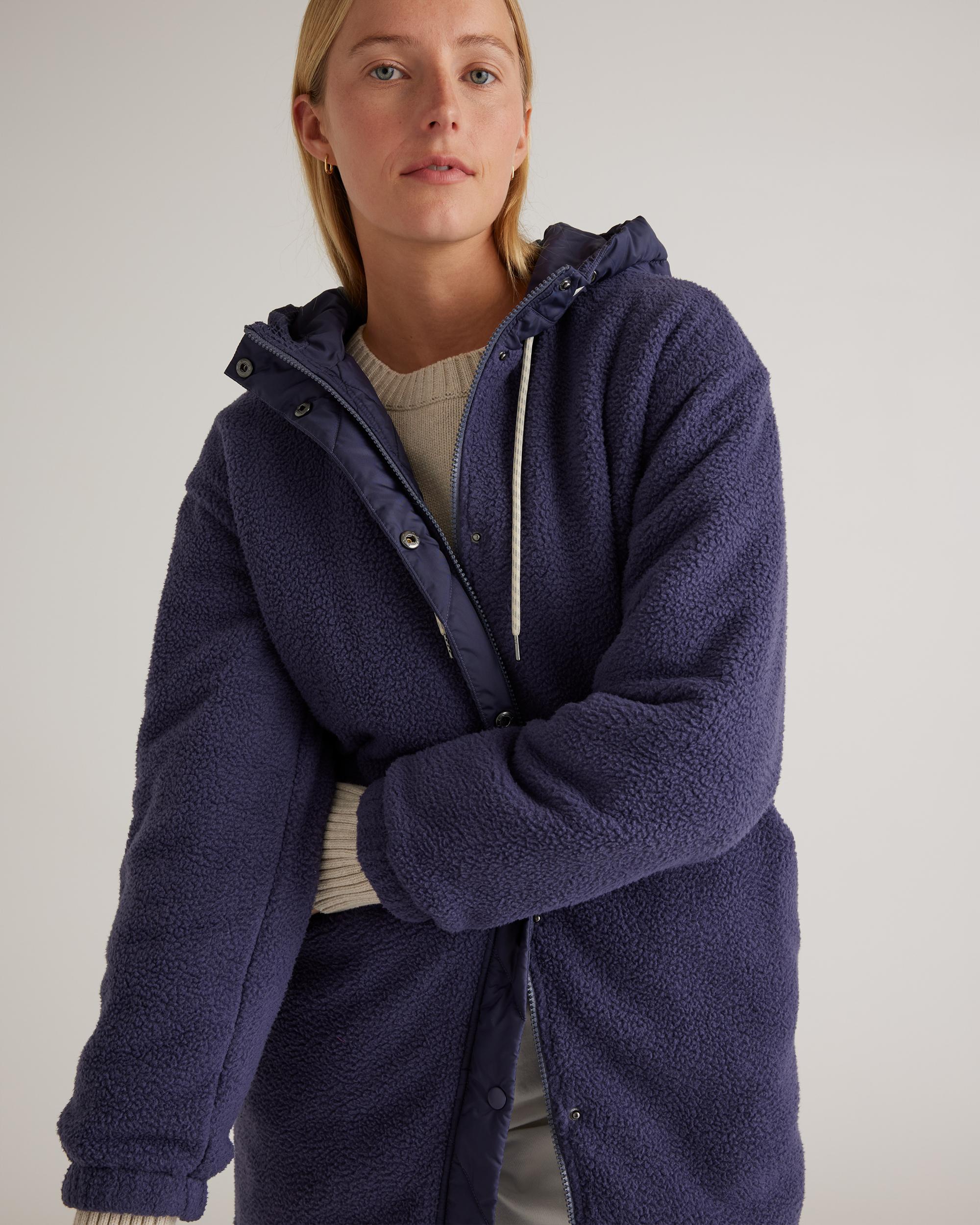 Quince | Women's Long Hooded Sherpa Jacket 100% Polyester Product Image