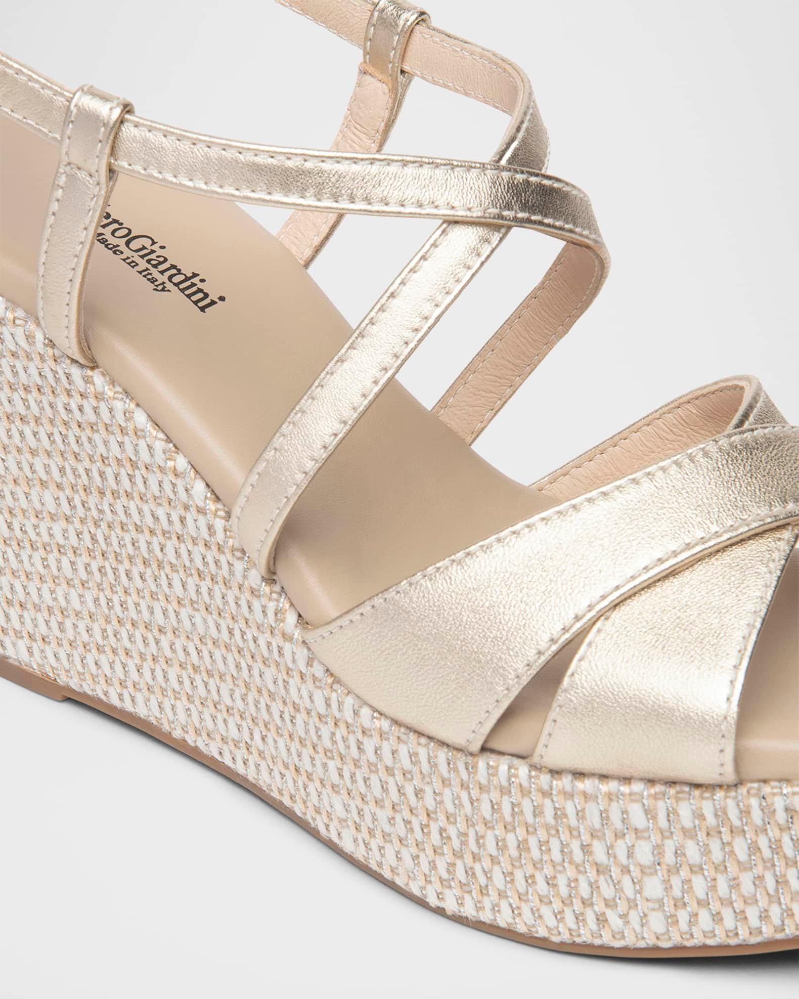 Metallic Crisscross Wedge Platform Sandals Product Image