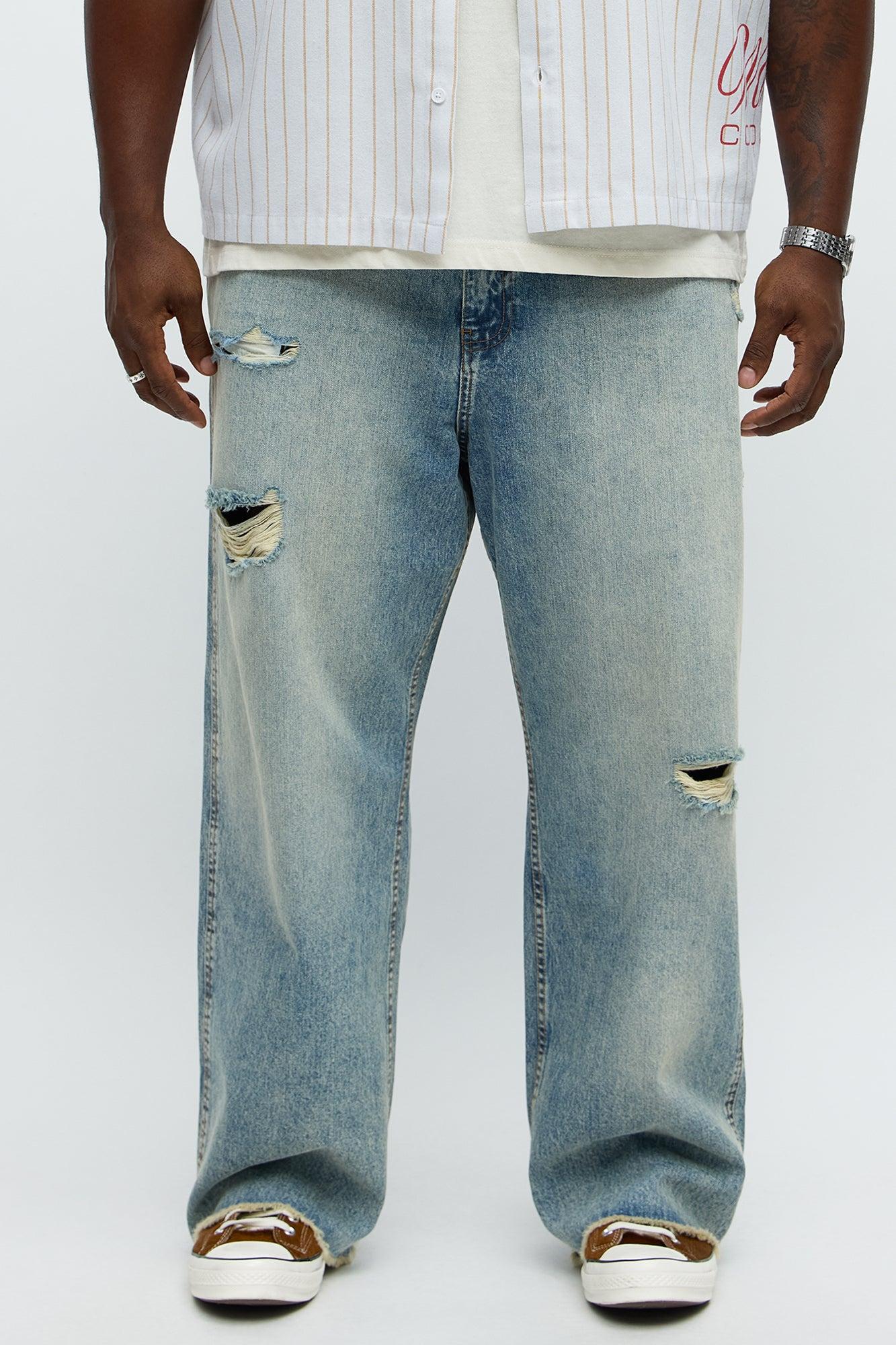 Baggy Be Conscious Distressed Jeans - Light Blue Wash Male Product Image