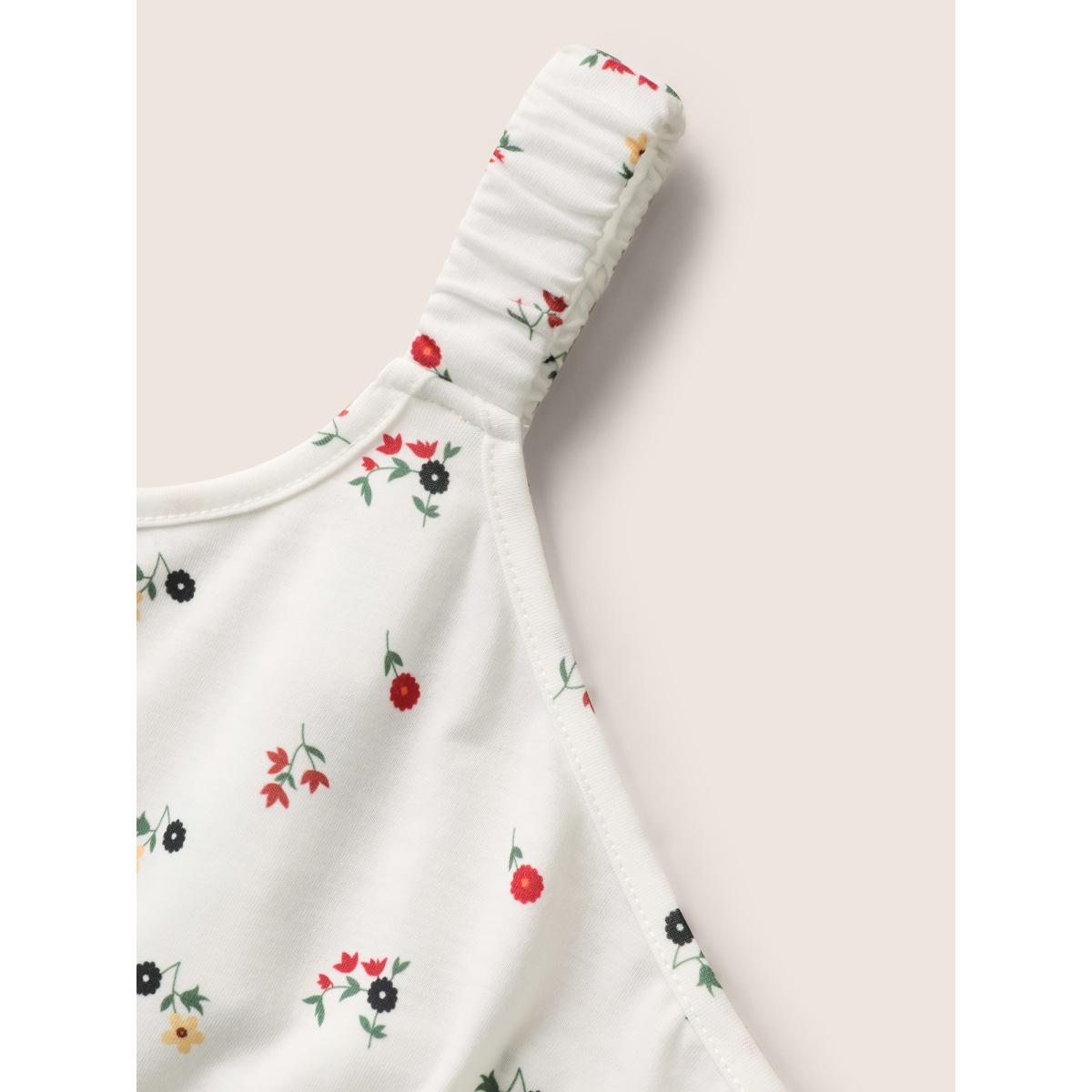 Plus Size Ditsy Floral Tiered Hem Scalloped Trim Cami Top Women Originalwhite Elegant Contrast Non Everyday Tank Tops Camis BloomChic 18-20/2X Product Image