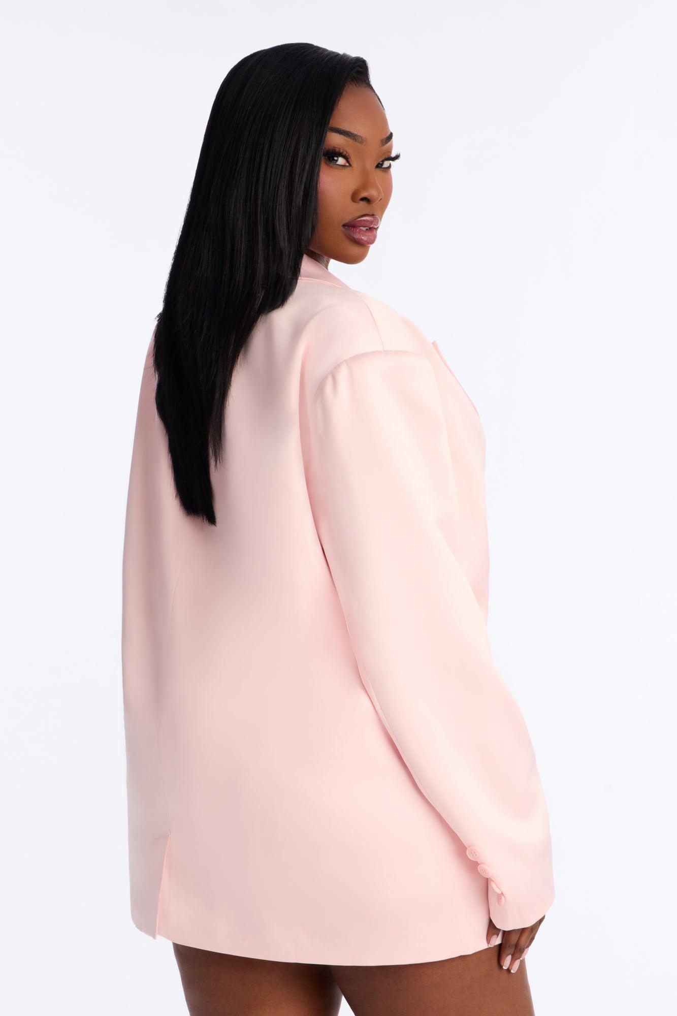 Satin Desire Blazer - Light Pink Female Product Image