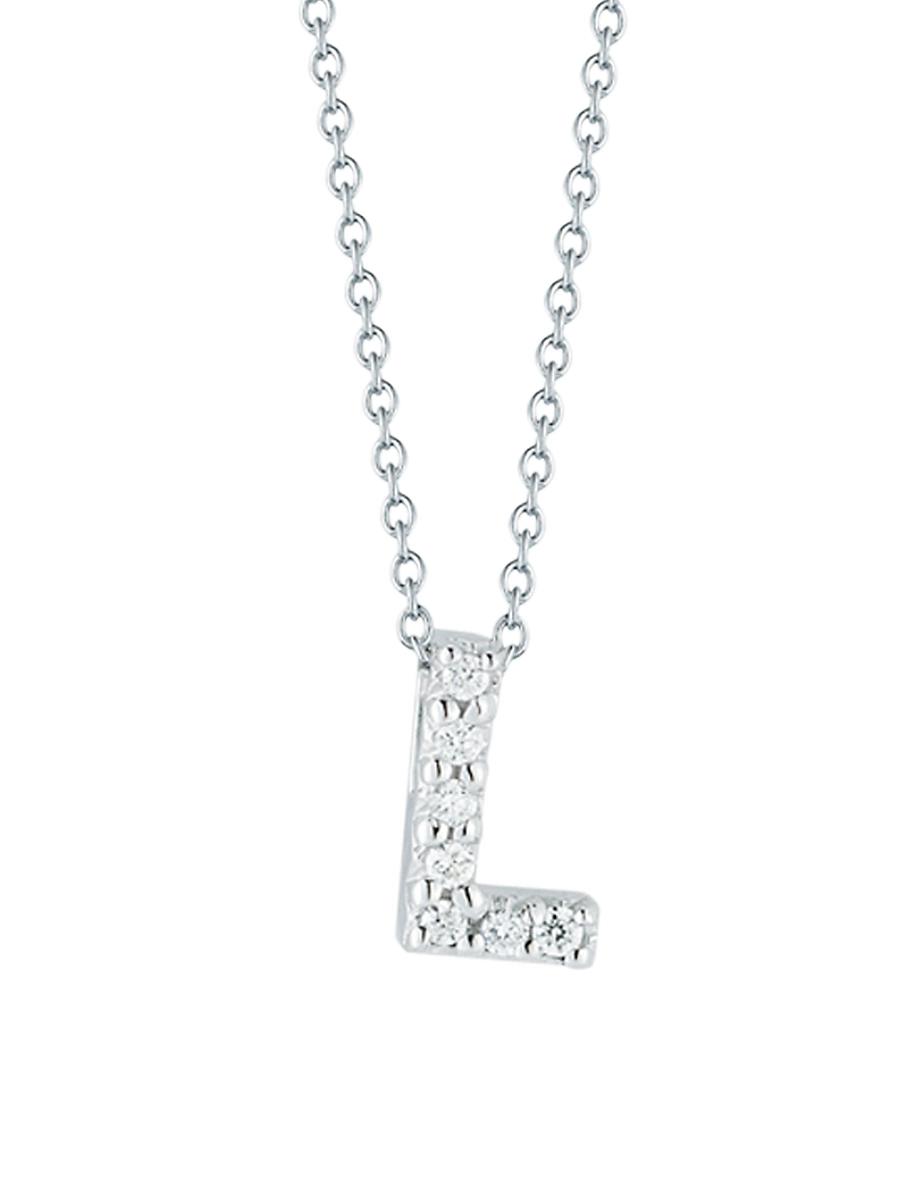 Womens Tiny Treasures 0.08 TCW Diamond & 18K White Gold Initial Necklace Product Image