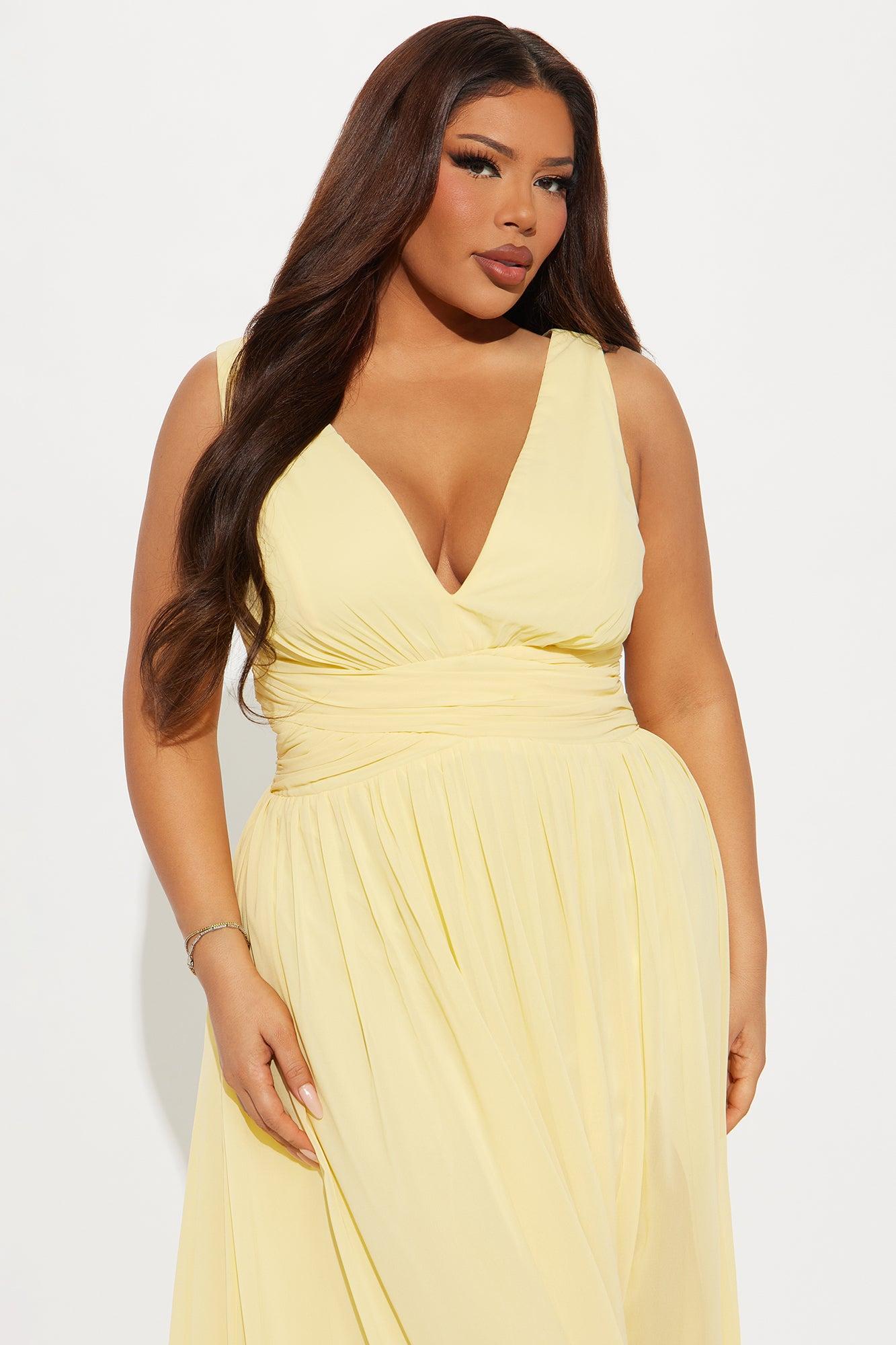 Juliet Chiffon Gown - Butter Yellow Product Image